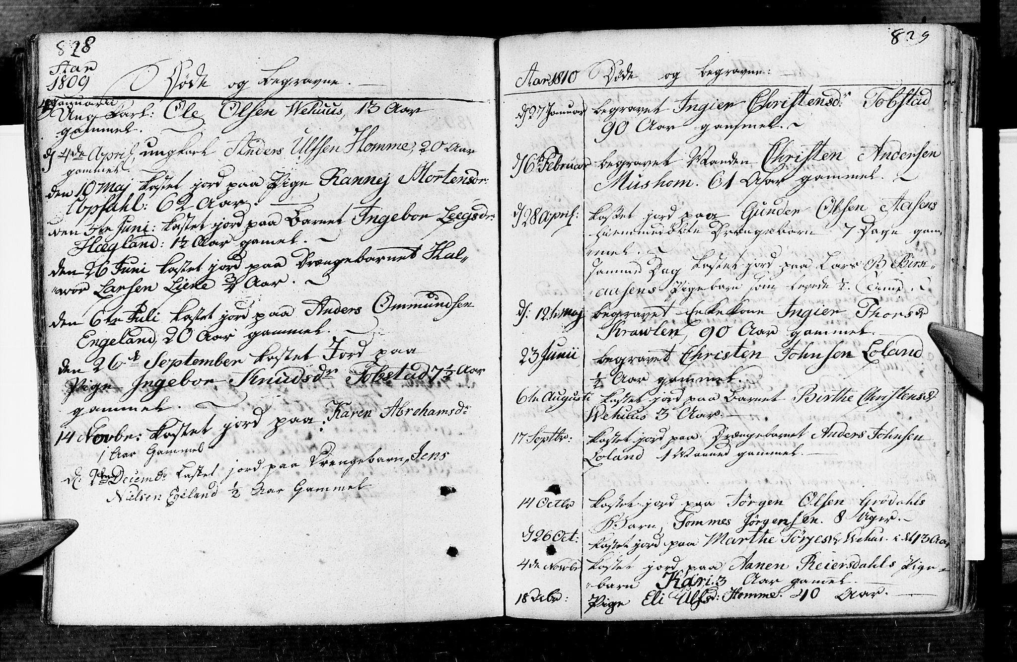 Vennesla sokneprestkontor, SAK/1111-0045/Fa/Fac/L0002: Parish register (official) no. A 2, 1785-1834, p. 828-829
