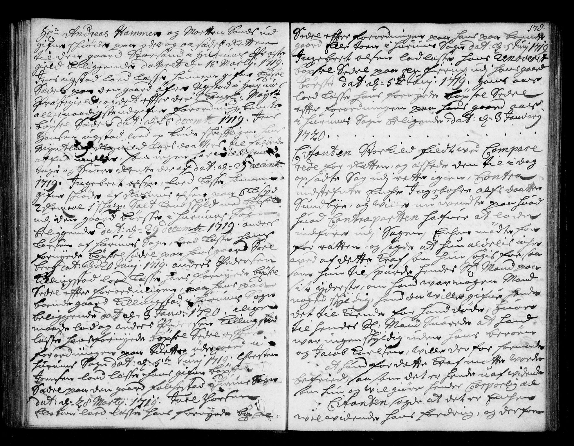 Lier, Røyken og Hurum sorenskriveri, SAKO/A-89/F/Fa/L0044: Tingbok, 1716-1721, p. 178