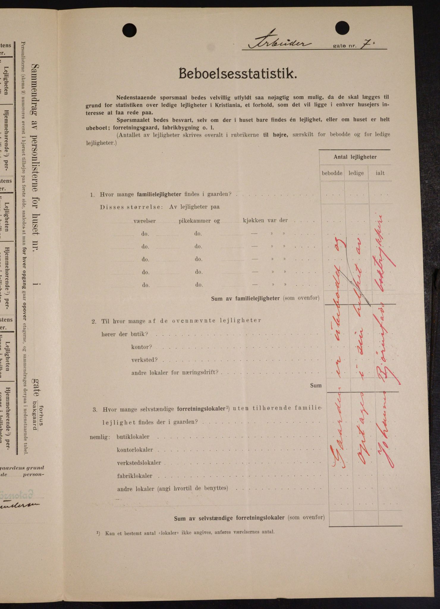 OBA, Municipal Census 1909 for Kristiania, 1909, p. 1519