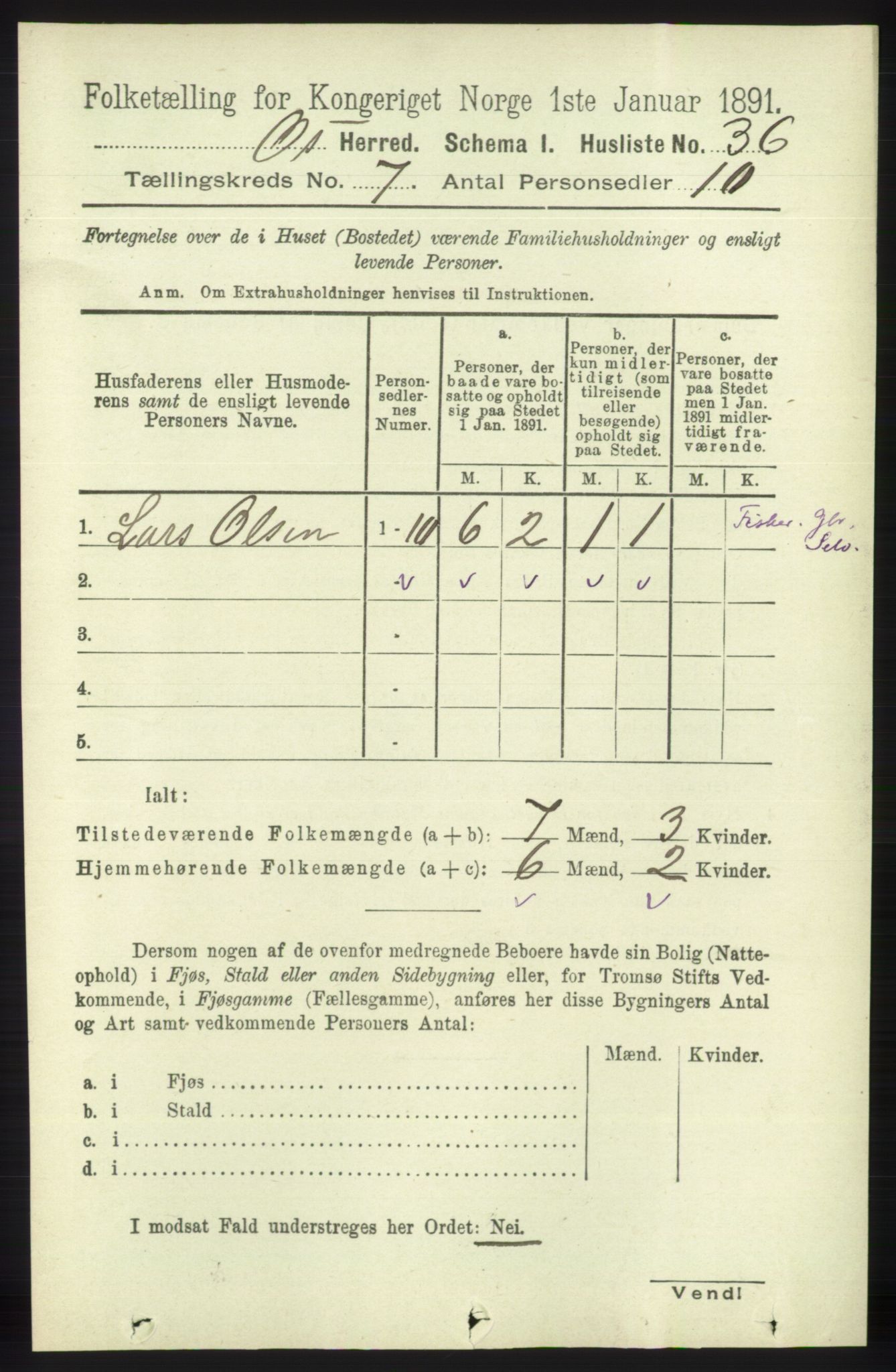 RA, 1891 census for 1243 Os, 1891, p. 1613