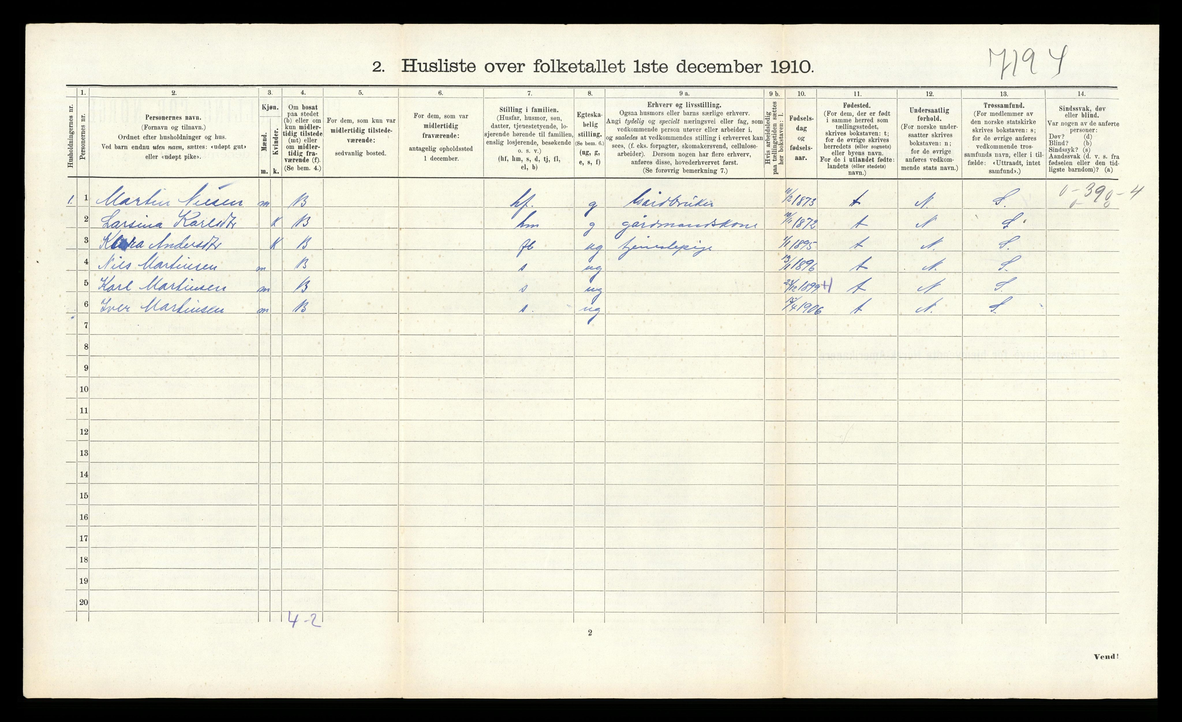 RA, 1910 census for Åsane, 1910, p. 68