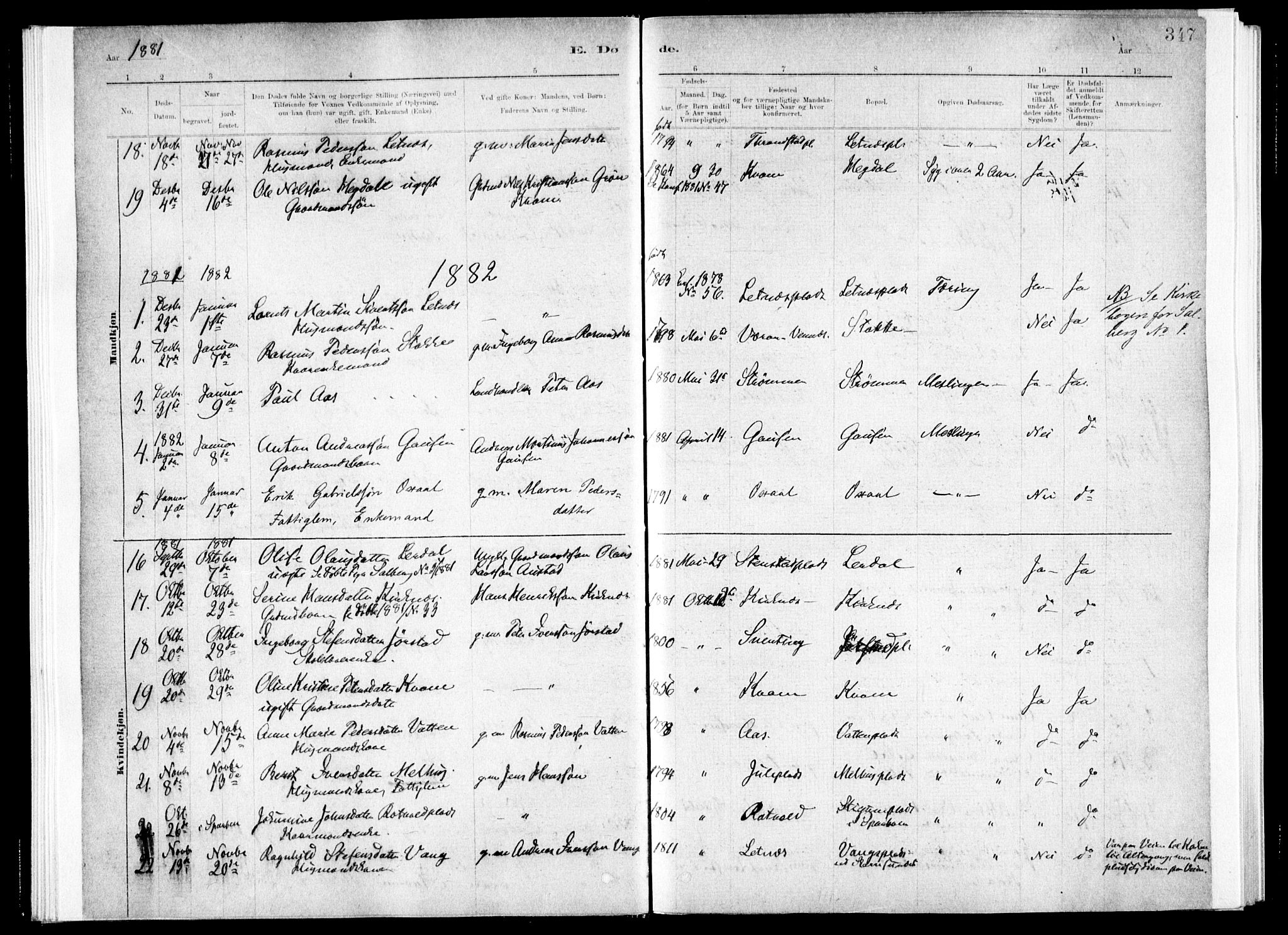 Ministerialprotokoller, klokkerbøker og fødselsregistre - Nord-Trøndelag, SAT/A-1458/730/L0285: Parish register (official) no. 730A10, 1879-1914, p. 347