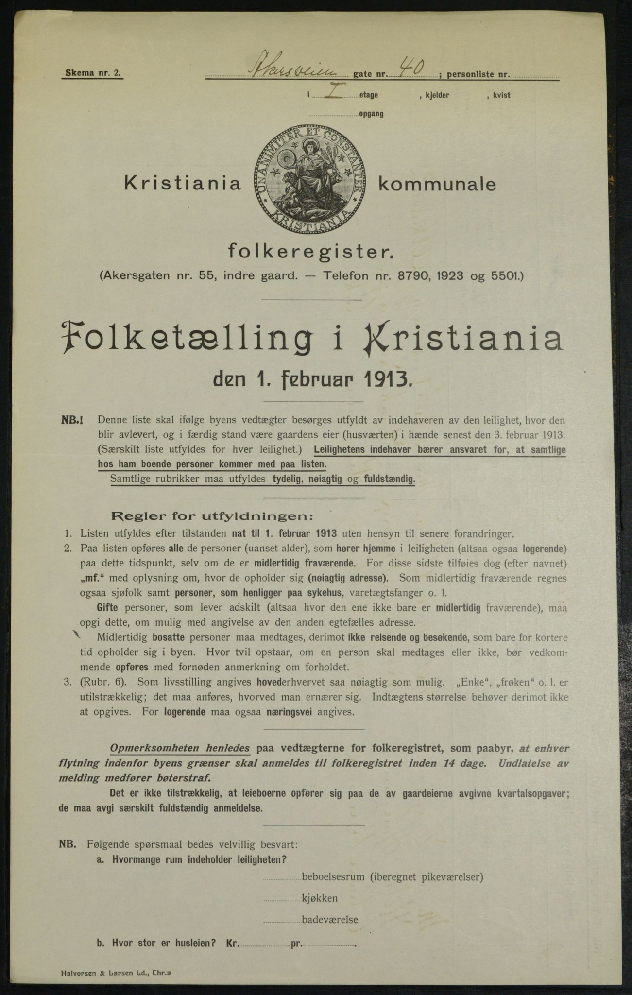 OBA, Municipal Census 1913 for Kristiania, 1913, p. 1045