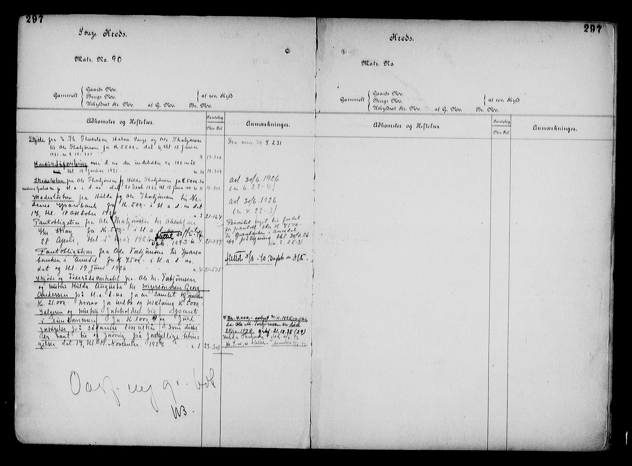 Arendal byfogd, AV/SAK-1222-0001/G/Ga/L0015: Mortgage register no. 13, 1860-1960, p. 297