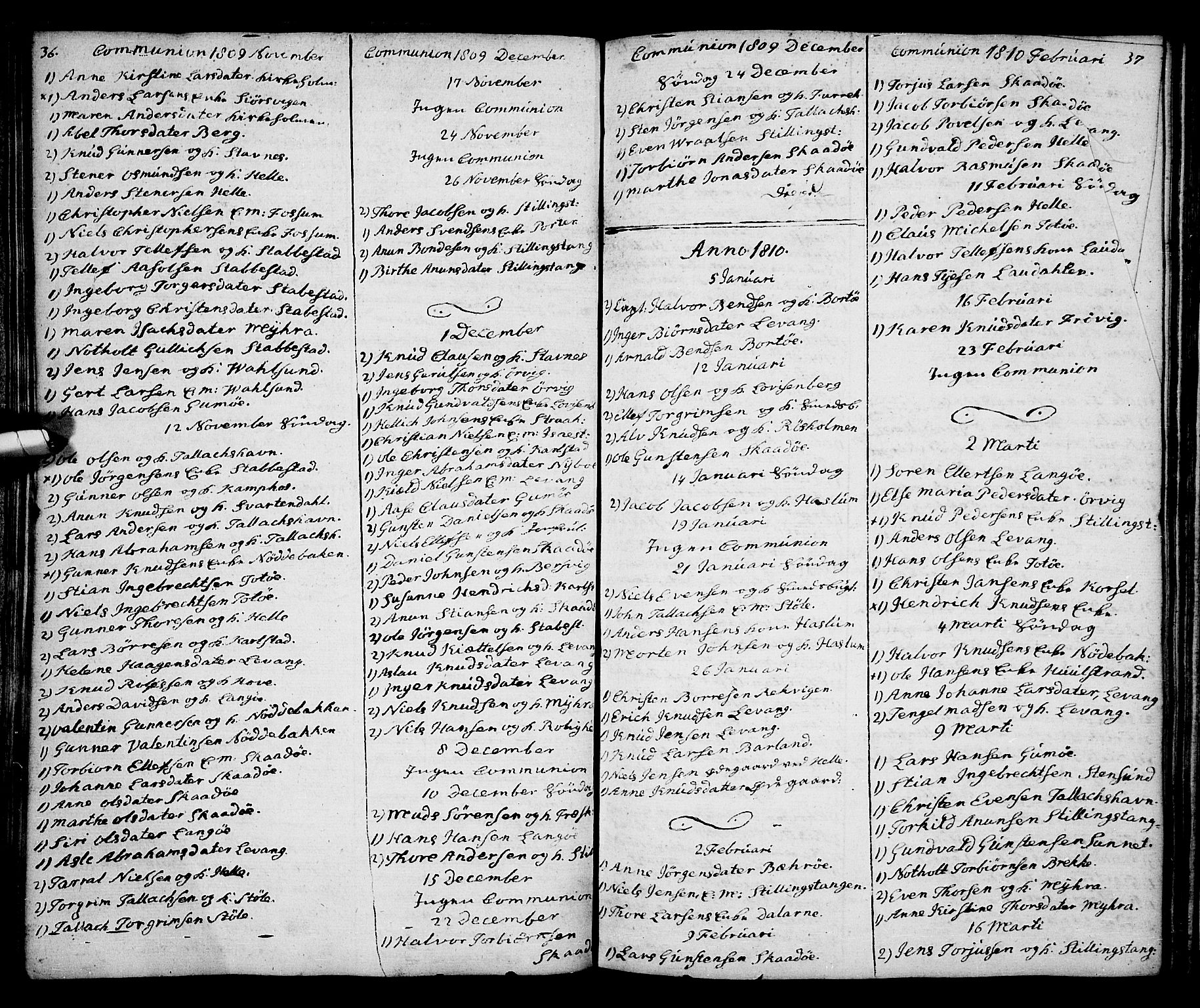 Kragerø kirkebøker, SAKO/A-278/G/Ga/L0001: Parish register (copy) no. 1 /2, 1806-1811, p. 36-37