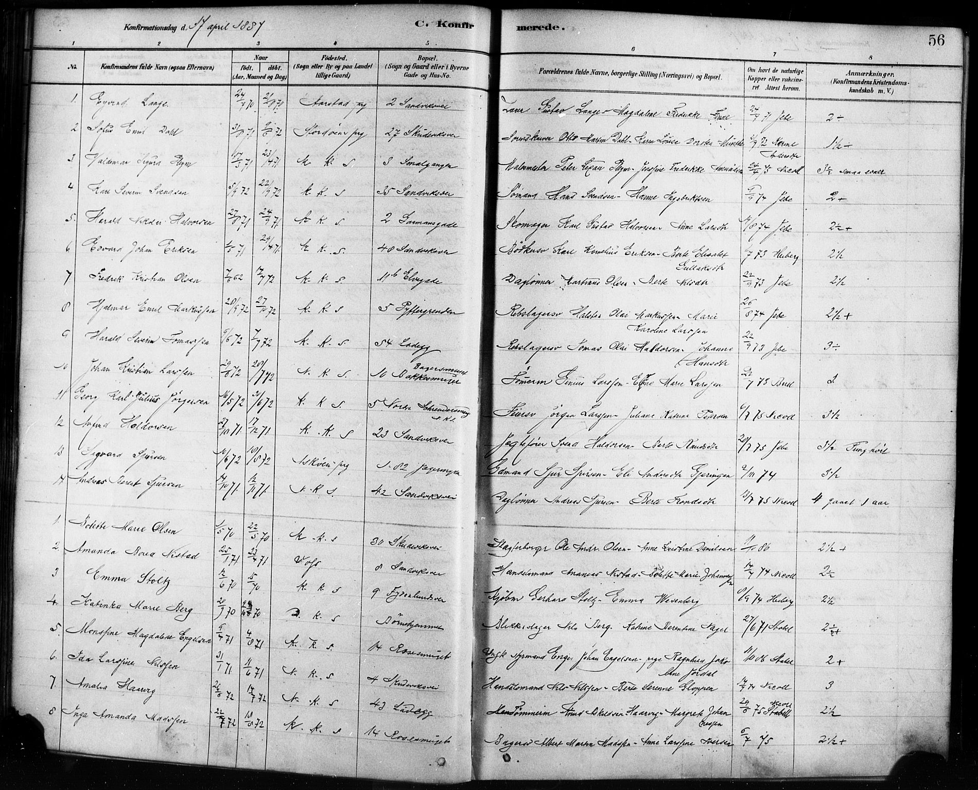 Sandviken Sokneprestembete, AV/SAB-A-77601/H/Ha/L0002: Parish register (official) no. A 2, 1878-1896, p. 56