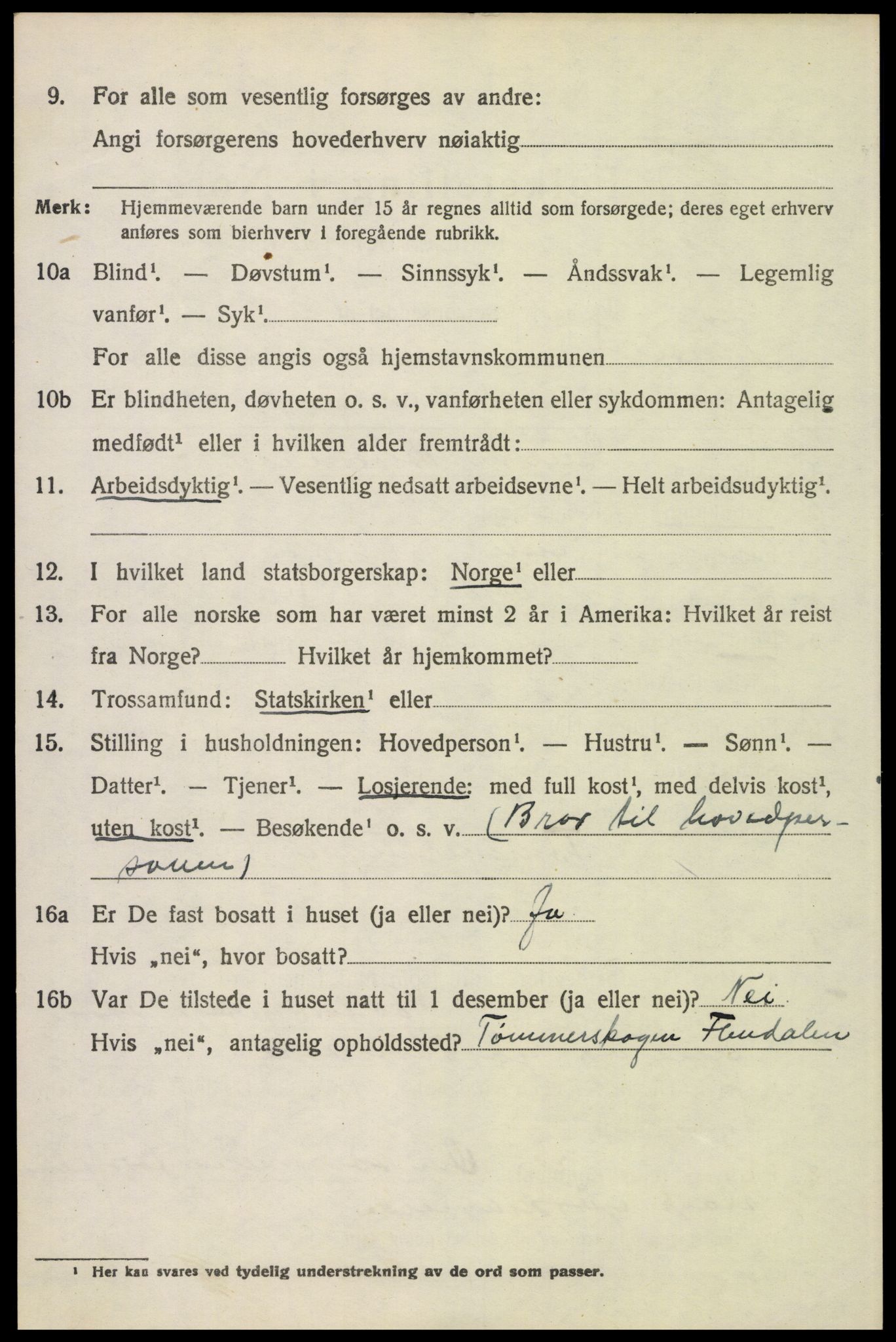 SAH, 1920 census for Trysil, 1920, p. 7000
