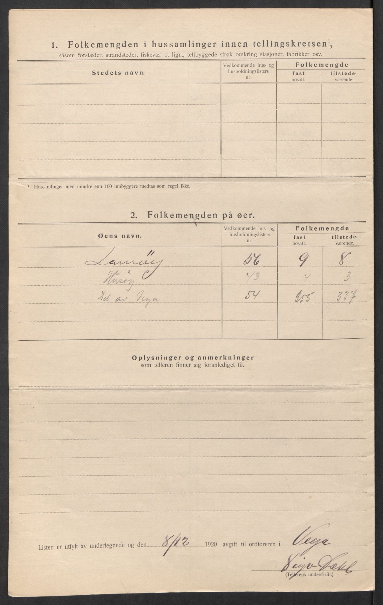 SAT, 1920 census for Vega, 1920, p. 29