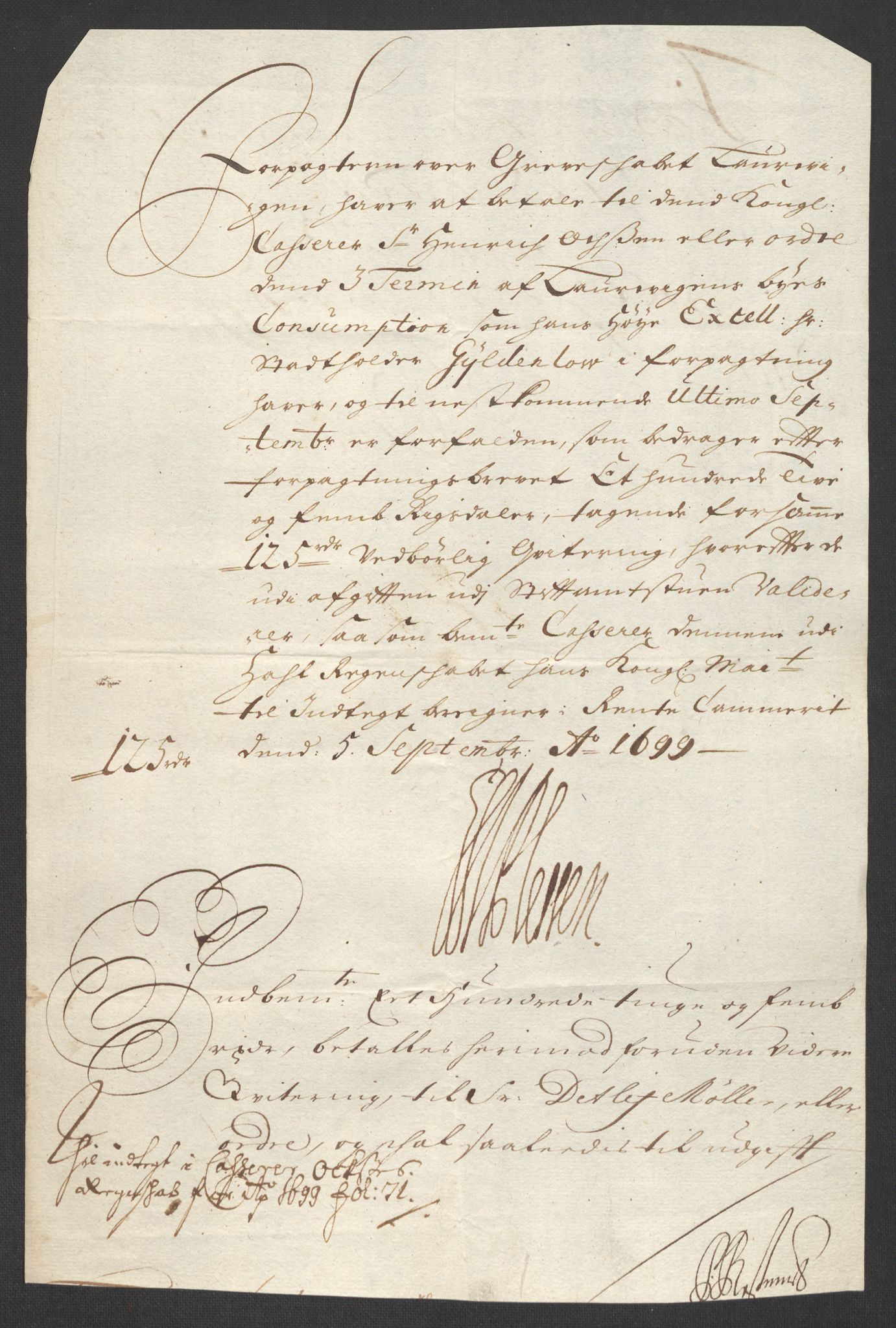 Rentekammeret inntil 1814, Reviderte regnskaper, Fogderegnskap, AV/RA-EA-4092/R33/L1976: Fogderegnskap Larvik grevskap, 1698-1701, p. 170