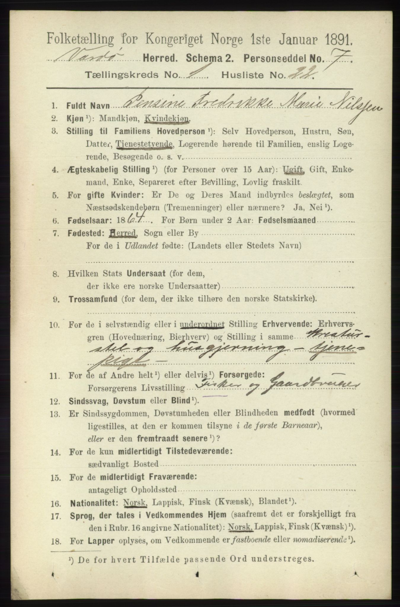 RA, 1891 census for 2028 Vardø, 1891, p. 178