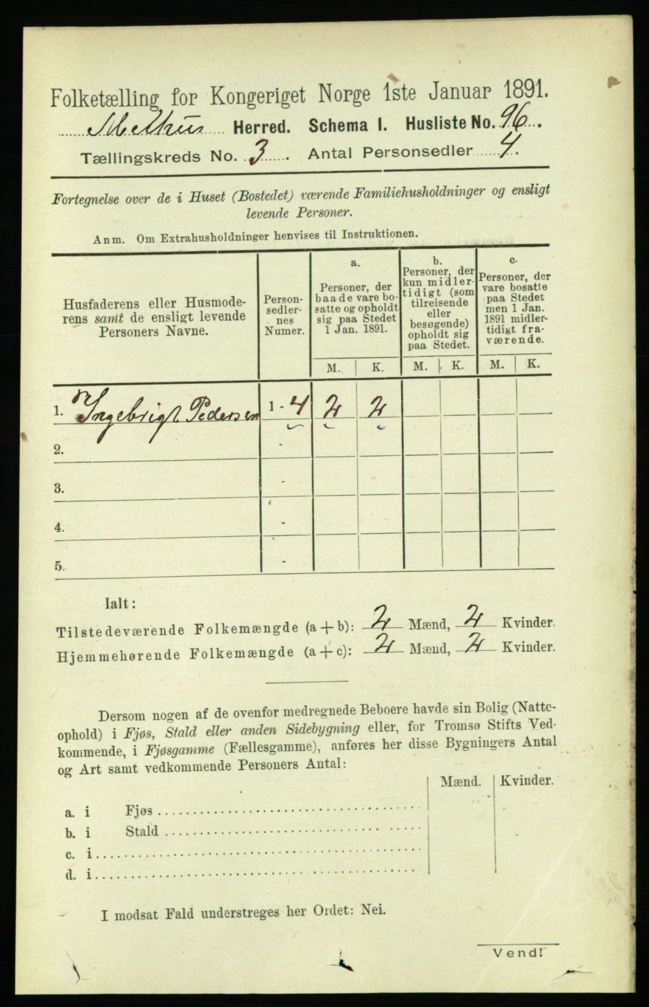 RA, 1891 census for 1653 Melhus, 1891, p. 1372