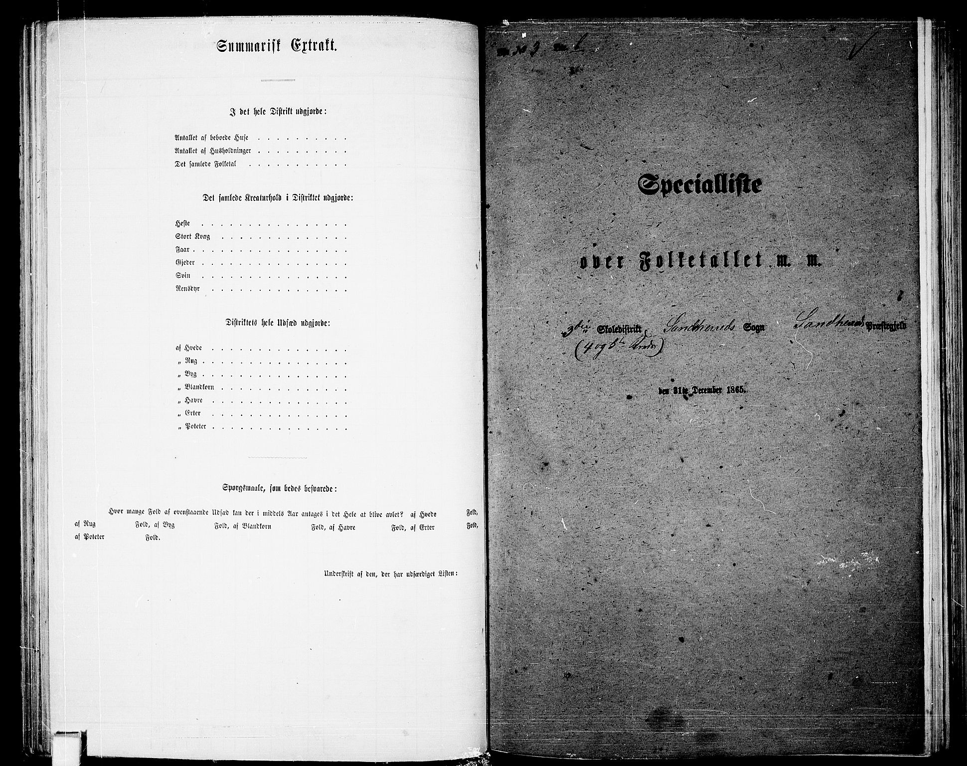 RA, 1865 census for Sandeherred/Sandeherred, 1865, p. 87