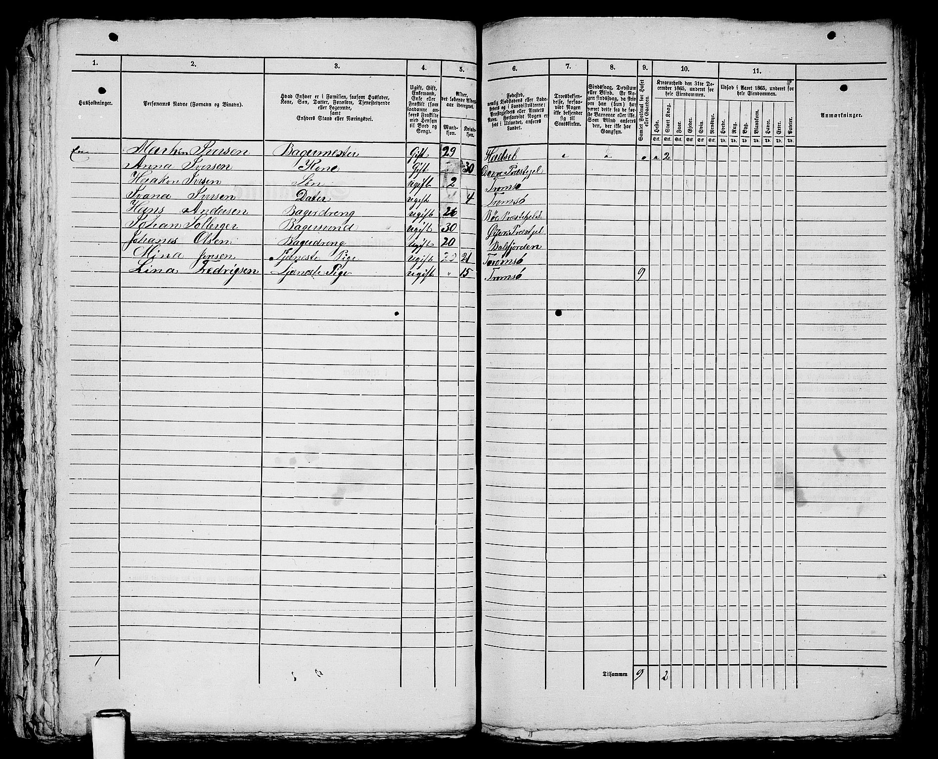 RA, 1865 census for Tromsø, 1865, p. 617