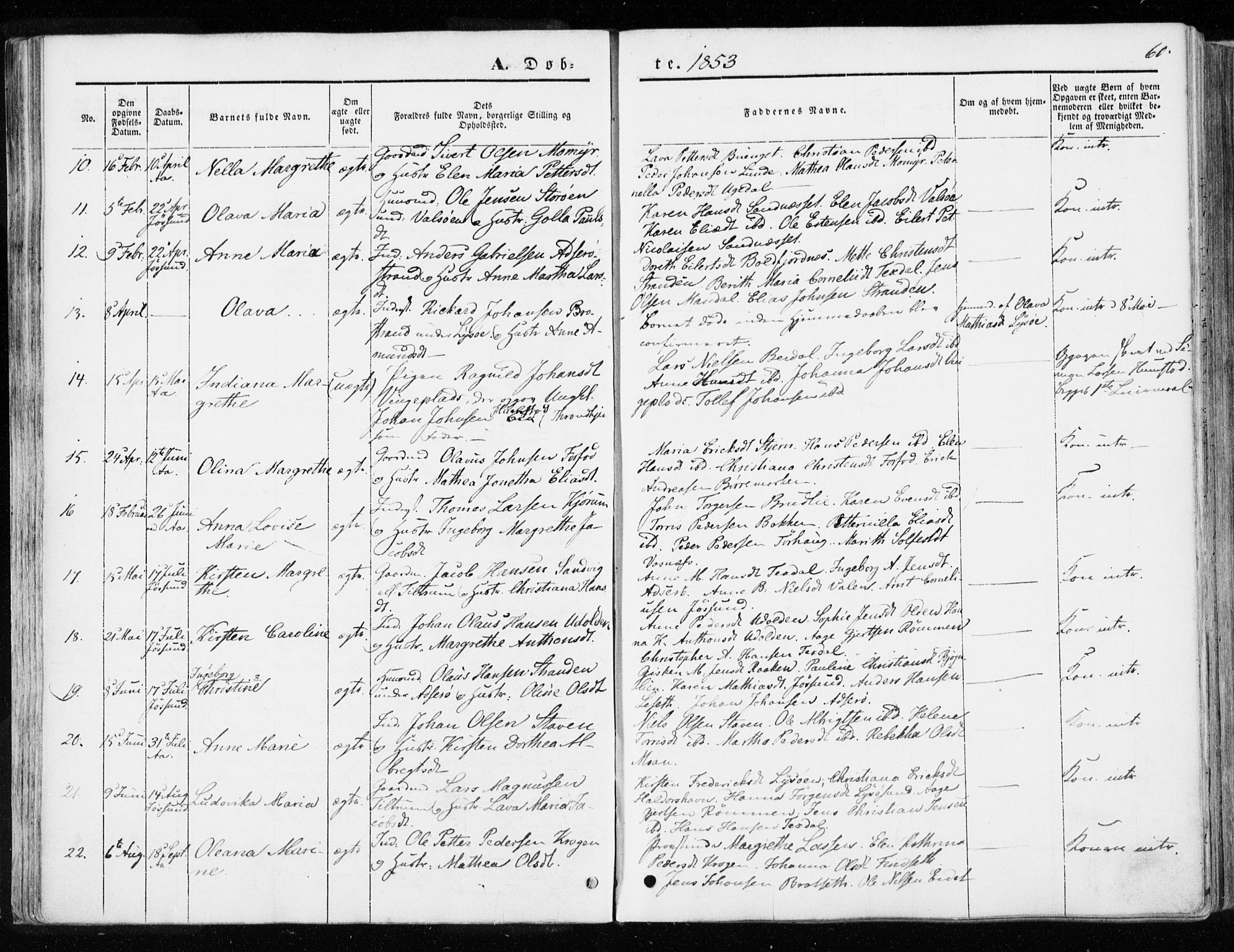 Ministerialprotokoller, klokkerbøker og fødselsregistre - Sør-Trøndelag, SAT/A-1456/655/L0677: Parish register (official) no. 655A06, 1847-1860, p. 60