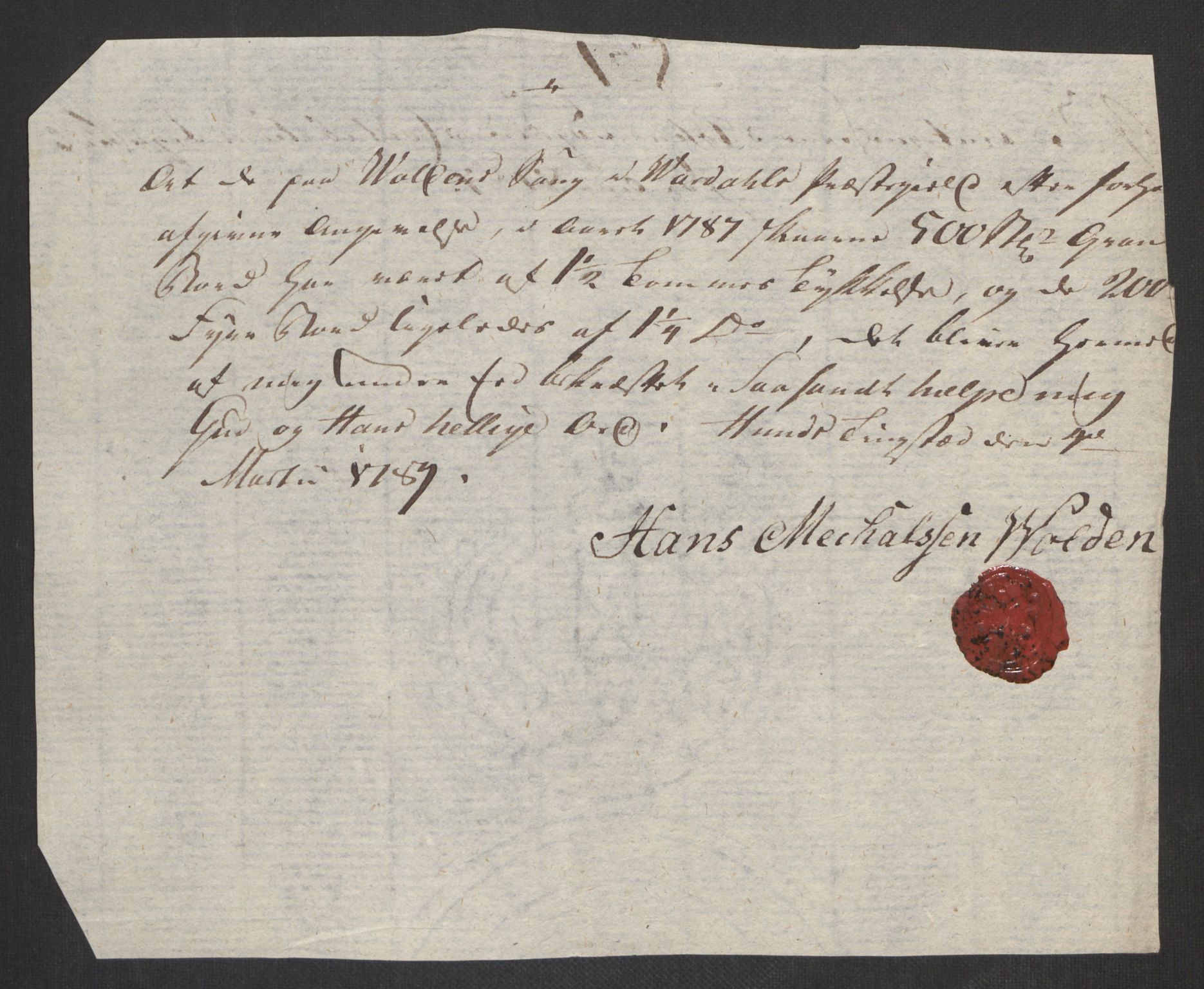 Rentekammeret inntil 1814, Reviderte regnskaper, Fogderegnskap, RA/EA-4092/R19/L1374: Fogderegnskap Toten, Hadeland og Vardal, 1787, p. 486