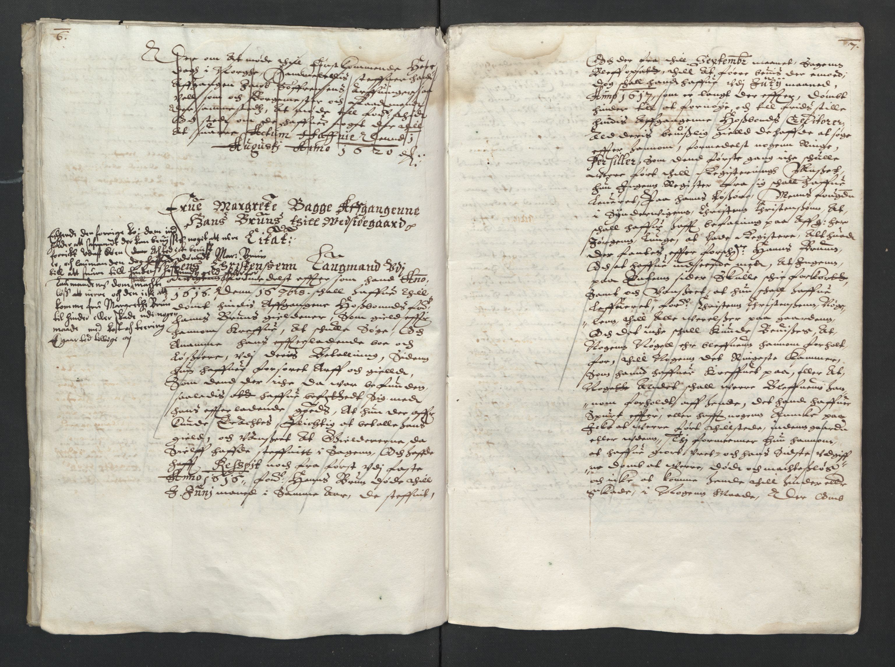 Herredagen 1539-1664  (Kongens Retterting), AV/RA-EA-2882/A/L0013: Dombok   Avsiktsbok   Stevningsbok, 1622, p. 6-7