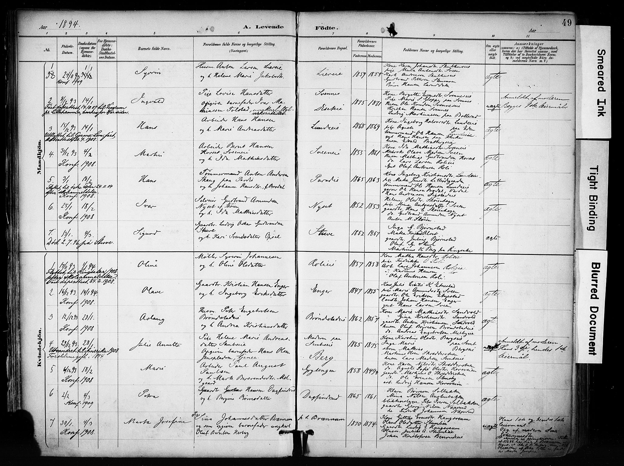 Biri prestekontor, SAH/PREST-096/H/Ha/Haa/L0009: Parish register (official) no. 9, 1887-1900, p. 49