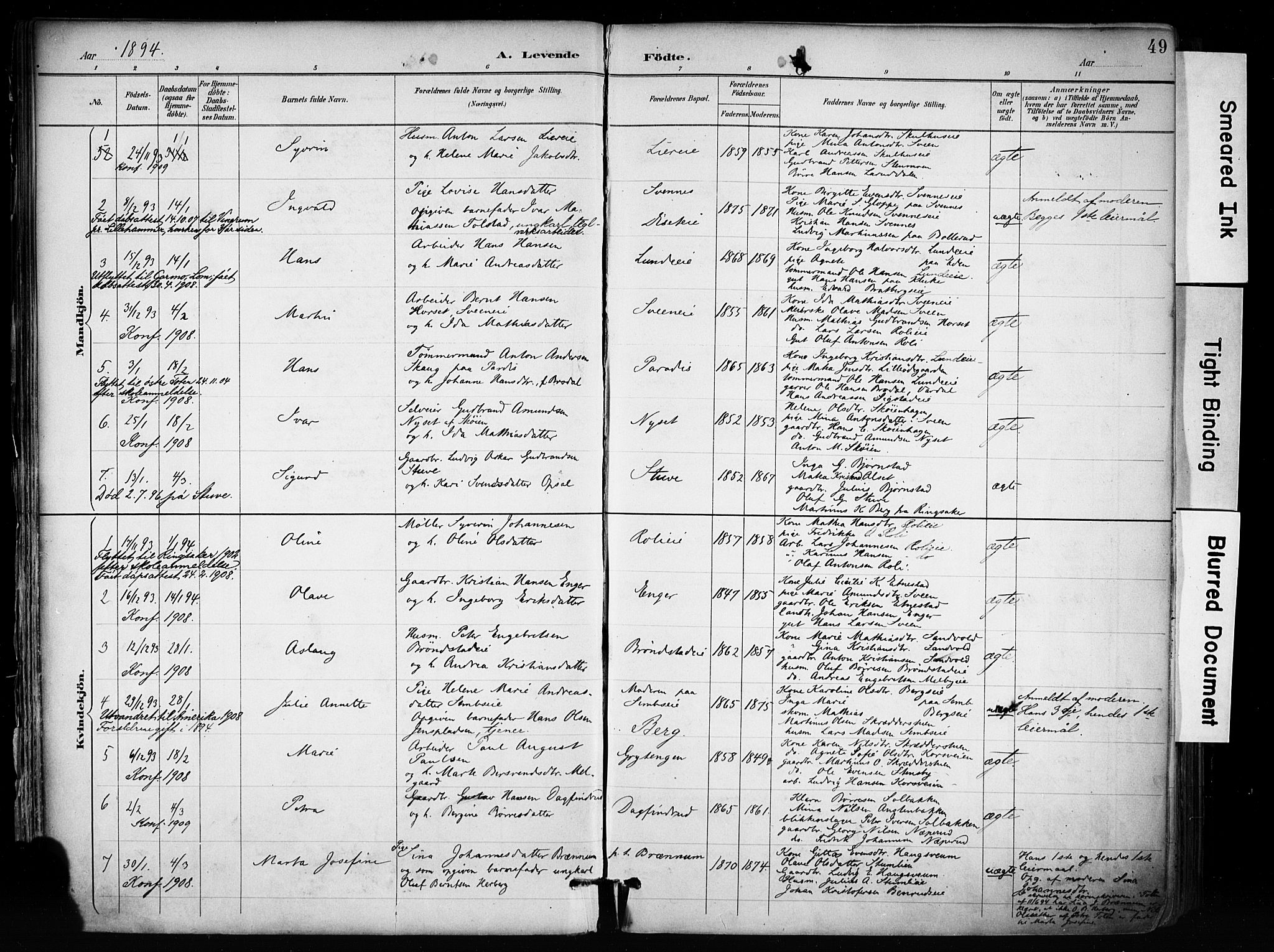 Biri prestekontor, AV/SAH-PREST-096/H/Ha/Haa/L0009: Parish register (official) no. 9, 1887-1900, p. 49