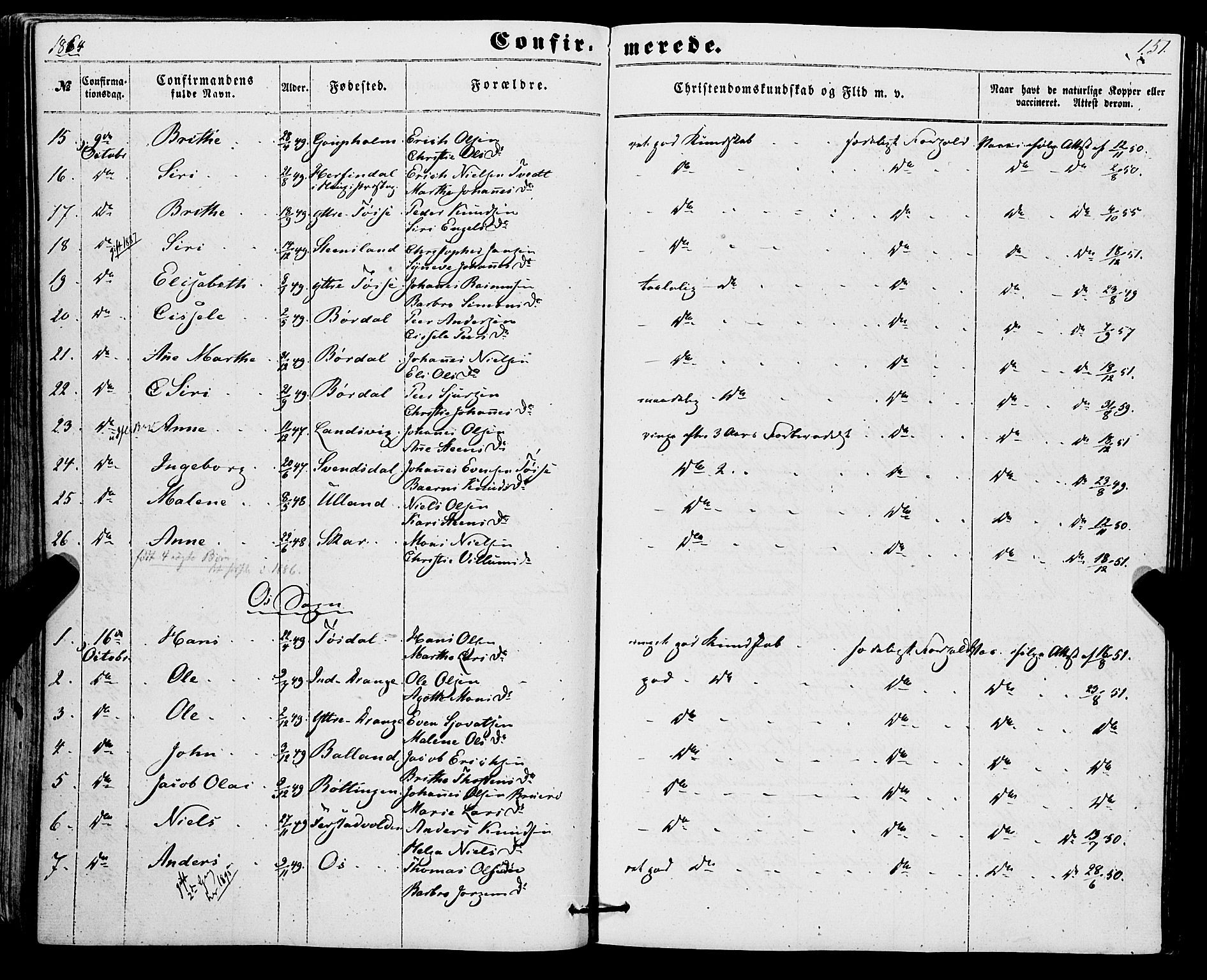 Os sokneprestembete, SAB/A-99929: Parish register (official) no. A 17, 1860-1873, p. 151