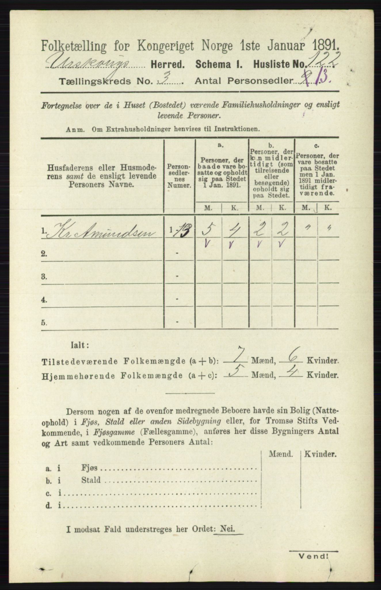 RA, 1891 census for 0224 Aurskog, 1891, p. 479