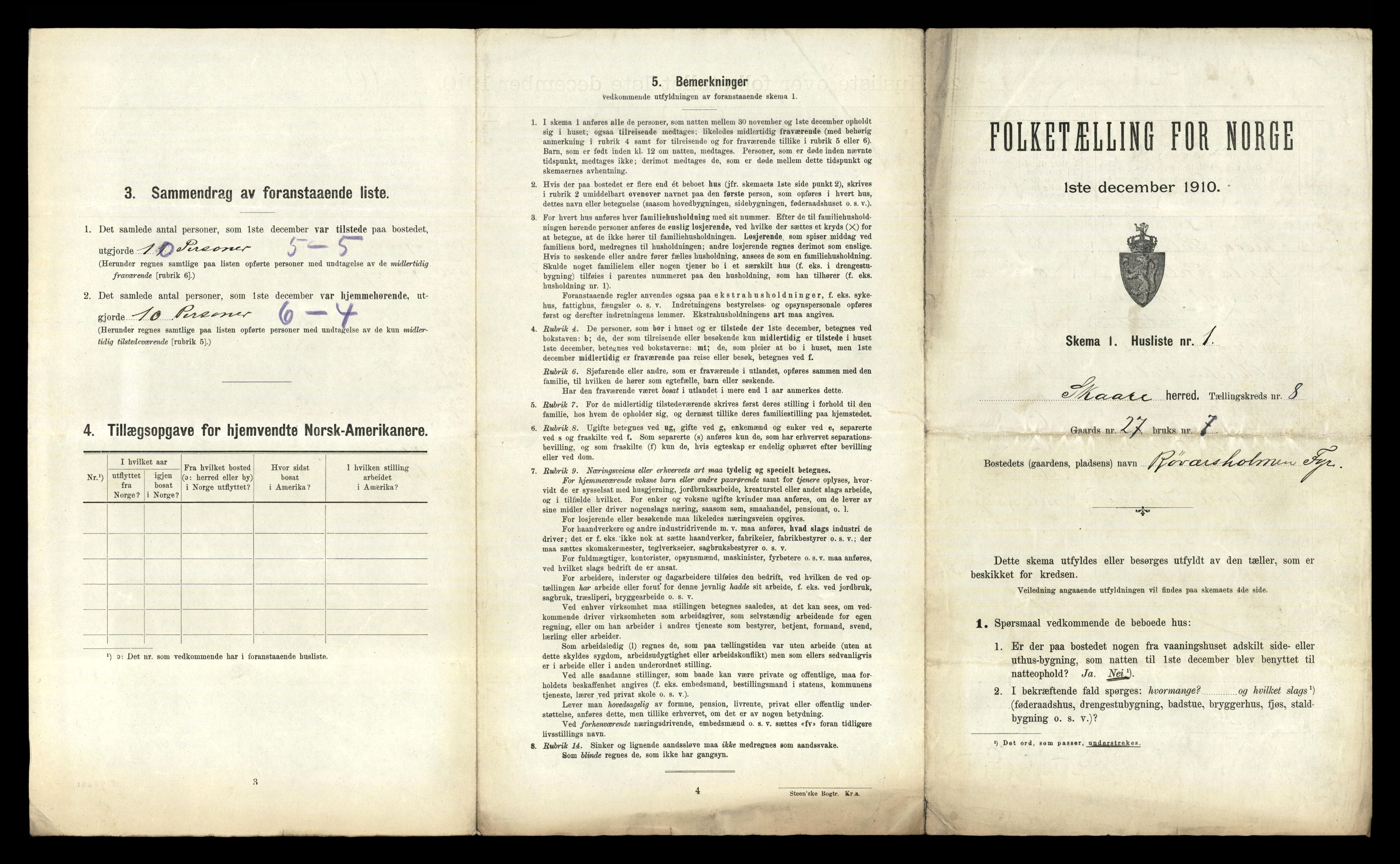 RA, 1910 census for Skåre, 1910, p. 632