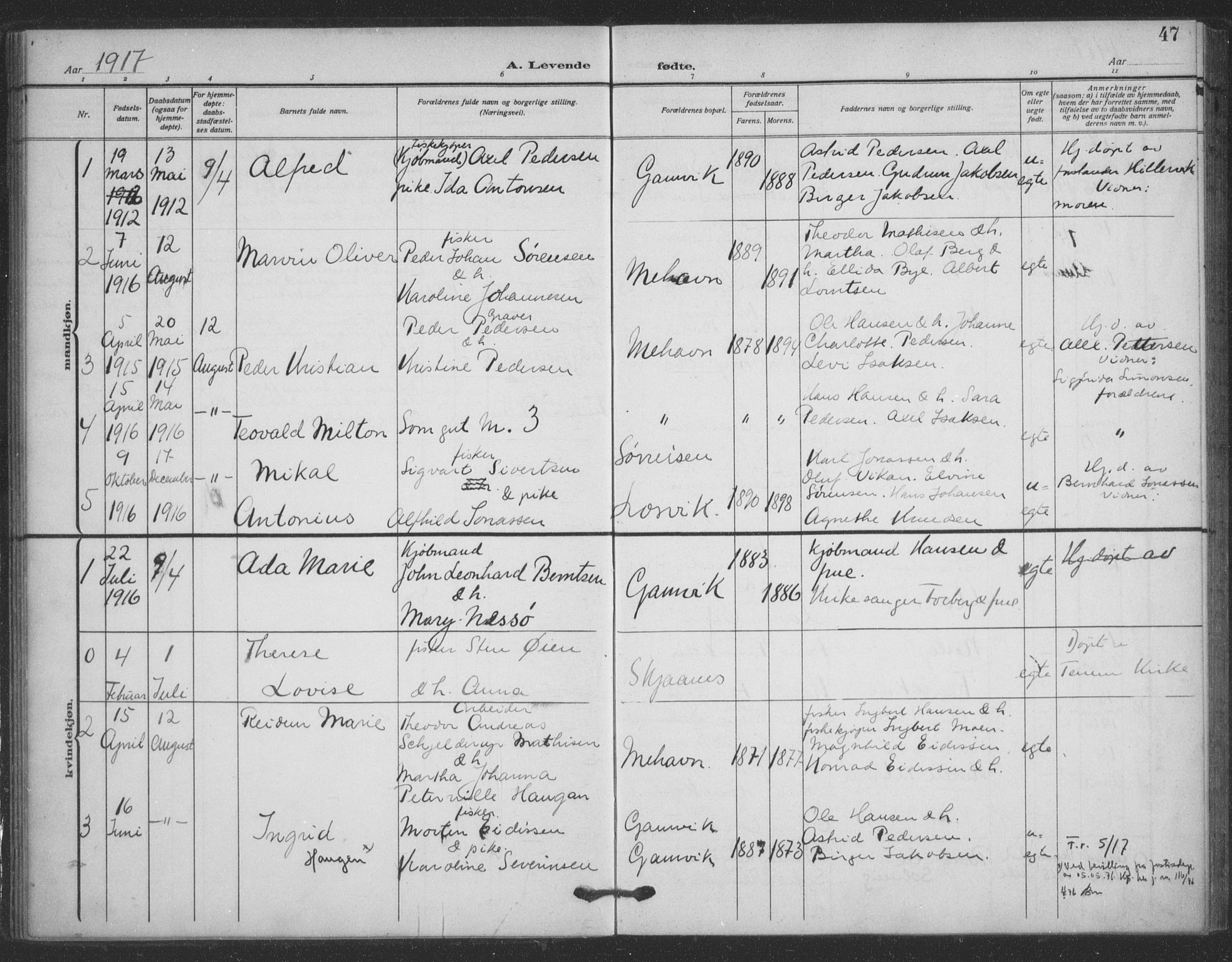 Tana sokneprestkontor, SATØ/S-1334/H/Ha/L0008kirke: Parish register (official) no. 8, 1908-1920, p. 47