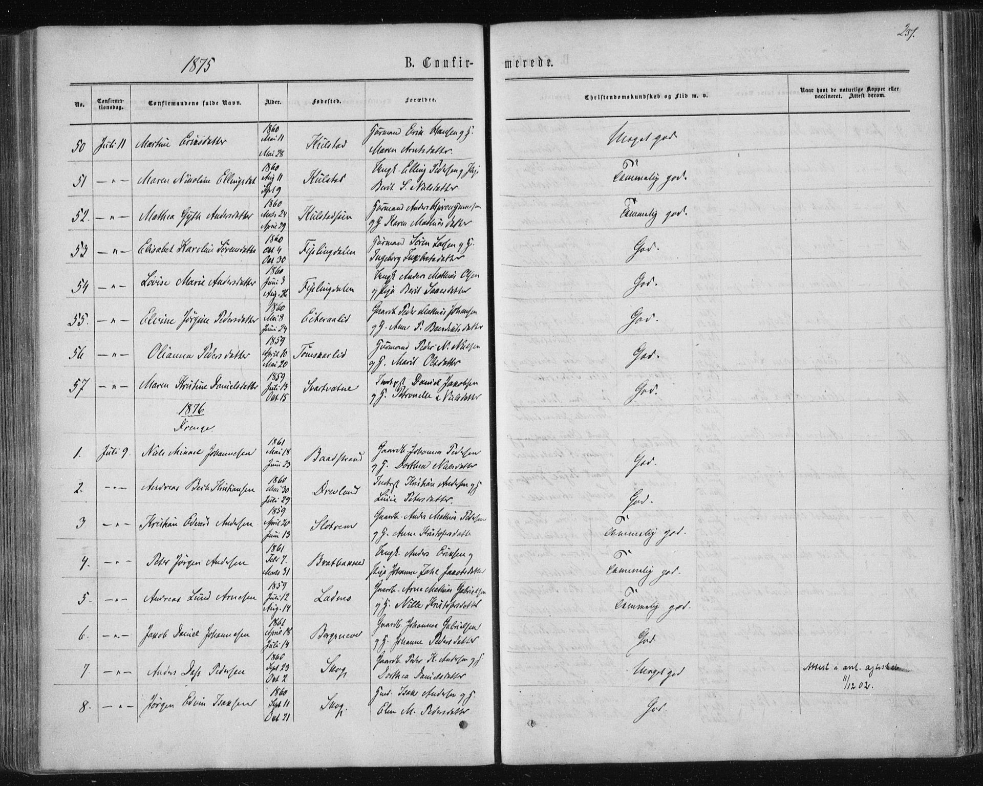 Ministerialprotokoller, klokkerbøker og fødselsregistre - Nordland, SAT/A-1459/820/L0294: Parish register (official) no. 820A15, 1866-1879, p. 237