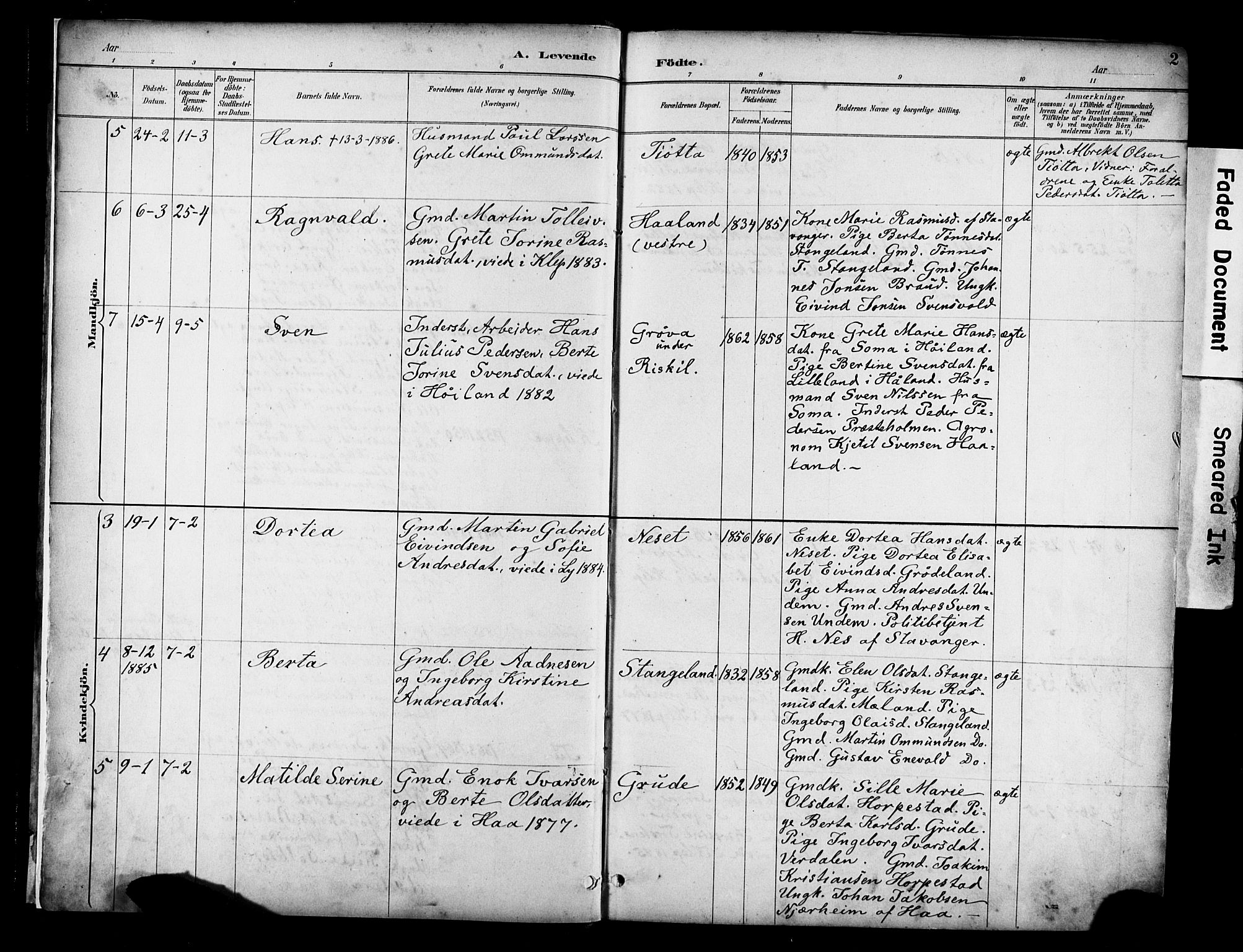 Klepp sokneprestkontor, SAST/A-101803/001/3/30BA/L0009: Parish register (official) no. A 7, 1886-1915, p. 2