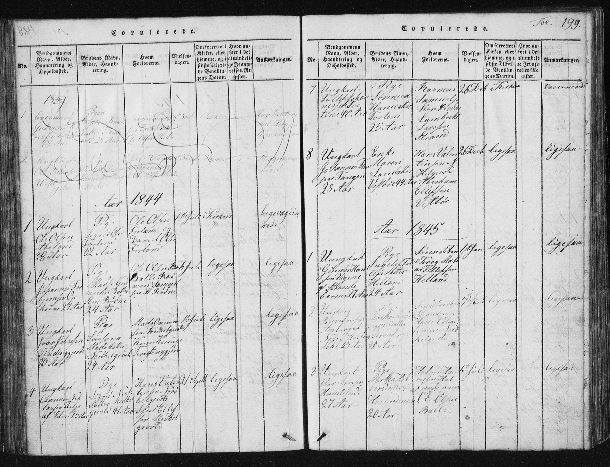 Vikedal sokneprestkontor, SAST/A-101840/01/V: Parish register (copy) no. B 2, 1816-1863, p. 199