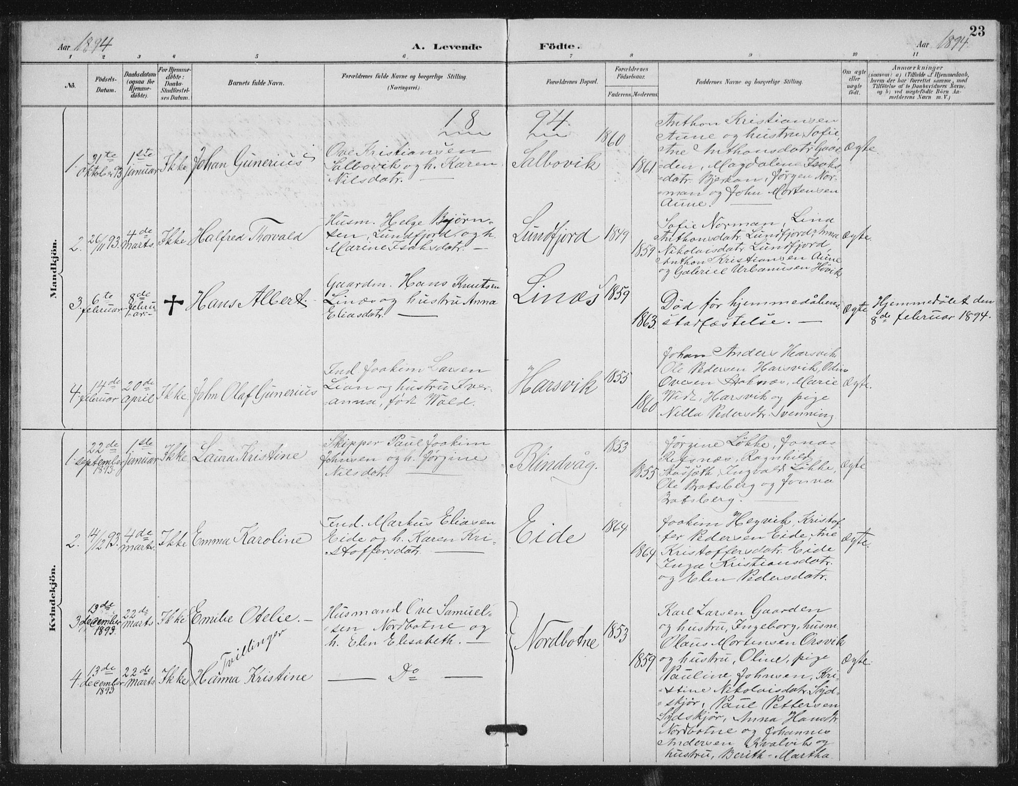 Ministerialprotokoller, klokkerbøker og fødselsregistre - Sør-Trøndelag, SAT/A-1456/656/L0698: Parish register (copy) no. 656C04, 1890-1904, p. 23