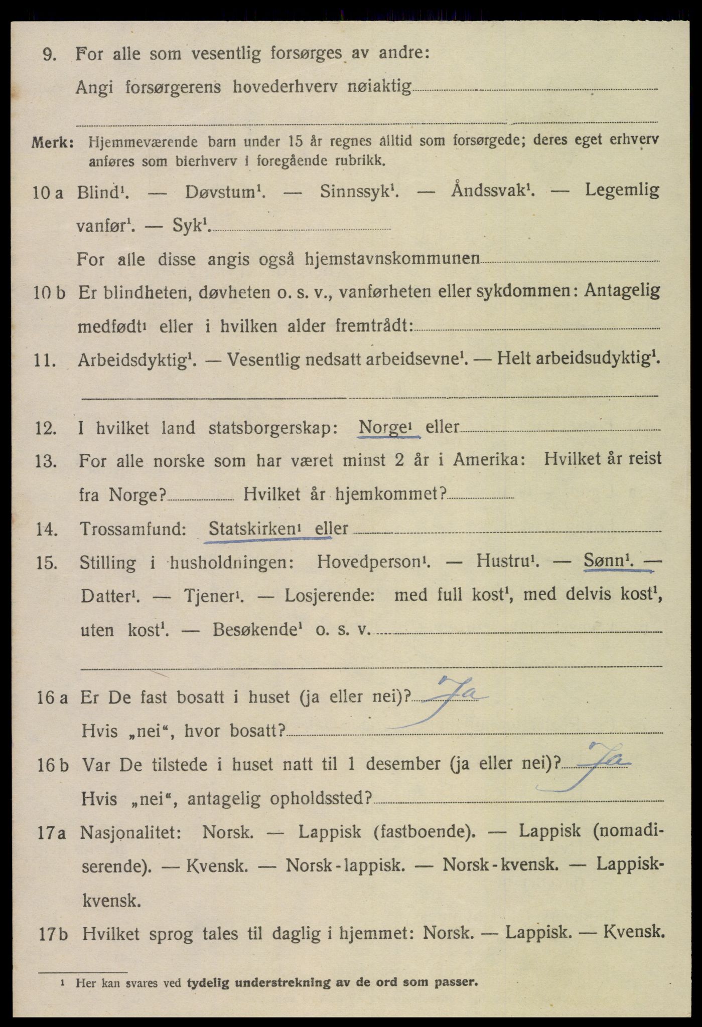 SAT, 1920 census for Verdal, 1920, p. 13260