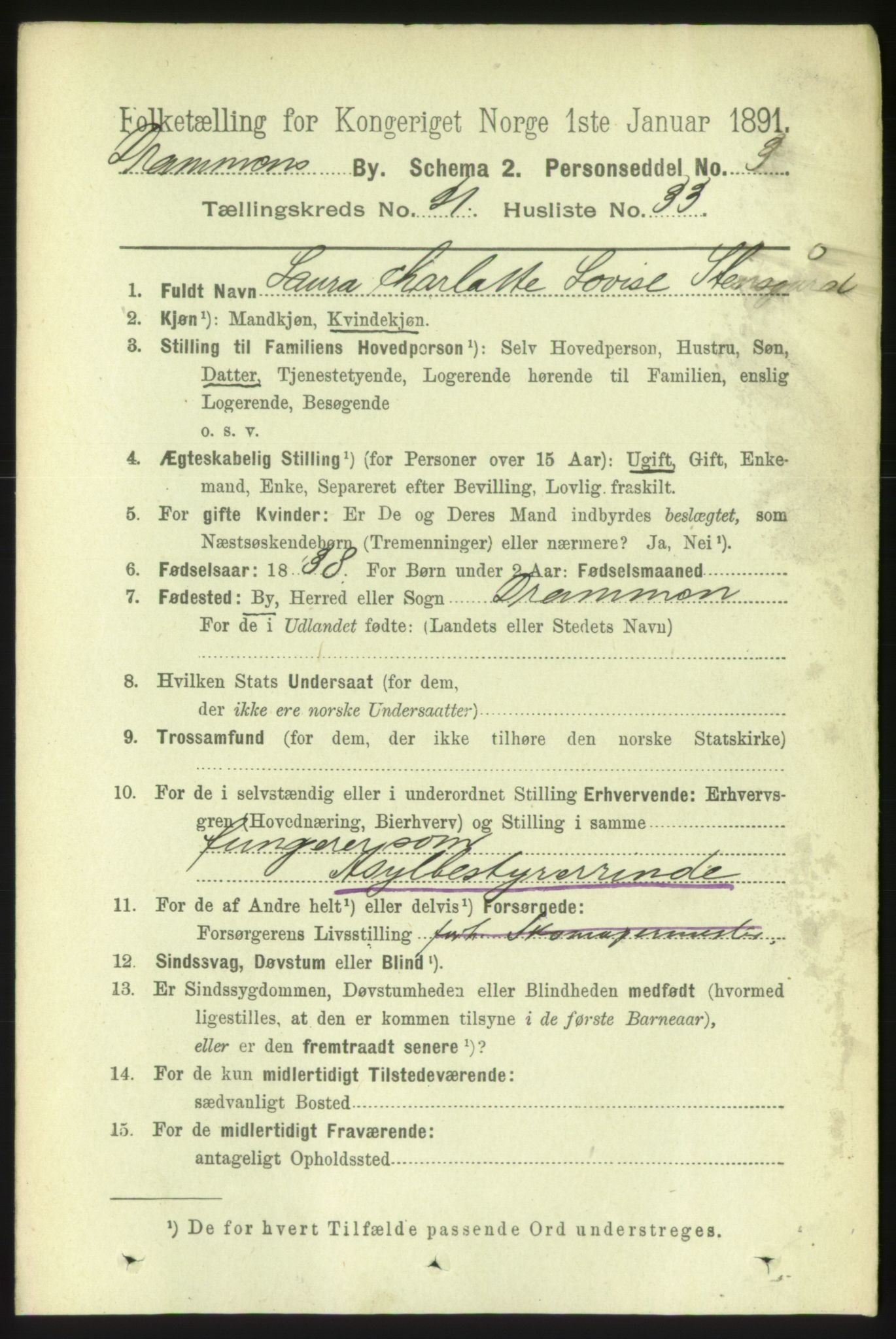 RA, 1891 census for 0602 Drammen, 1891, p. 13448