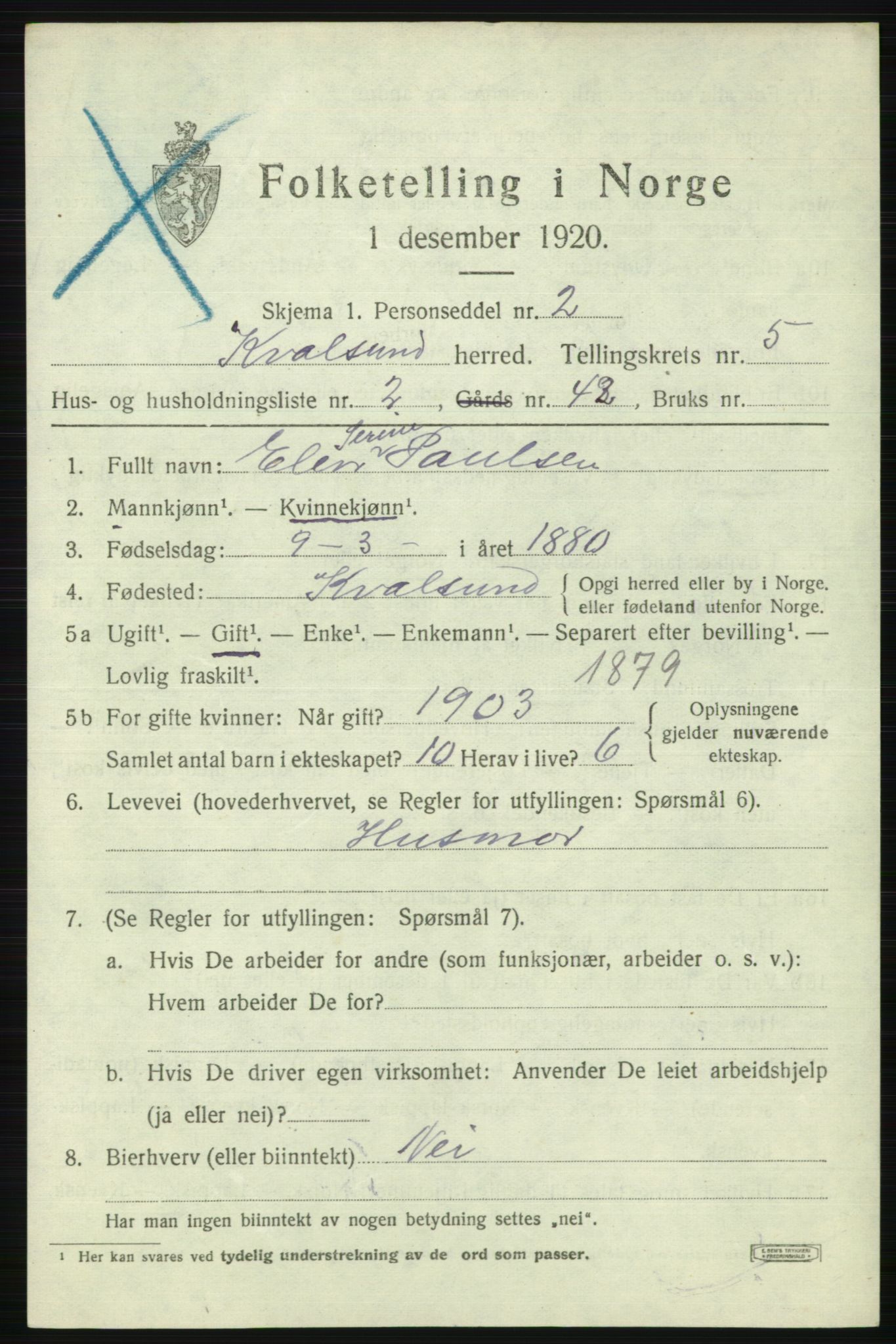 SATØ, 1920 census for , 1920, p. 1594