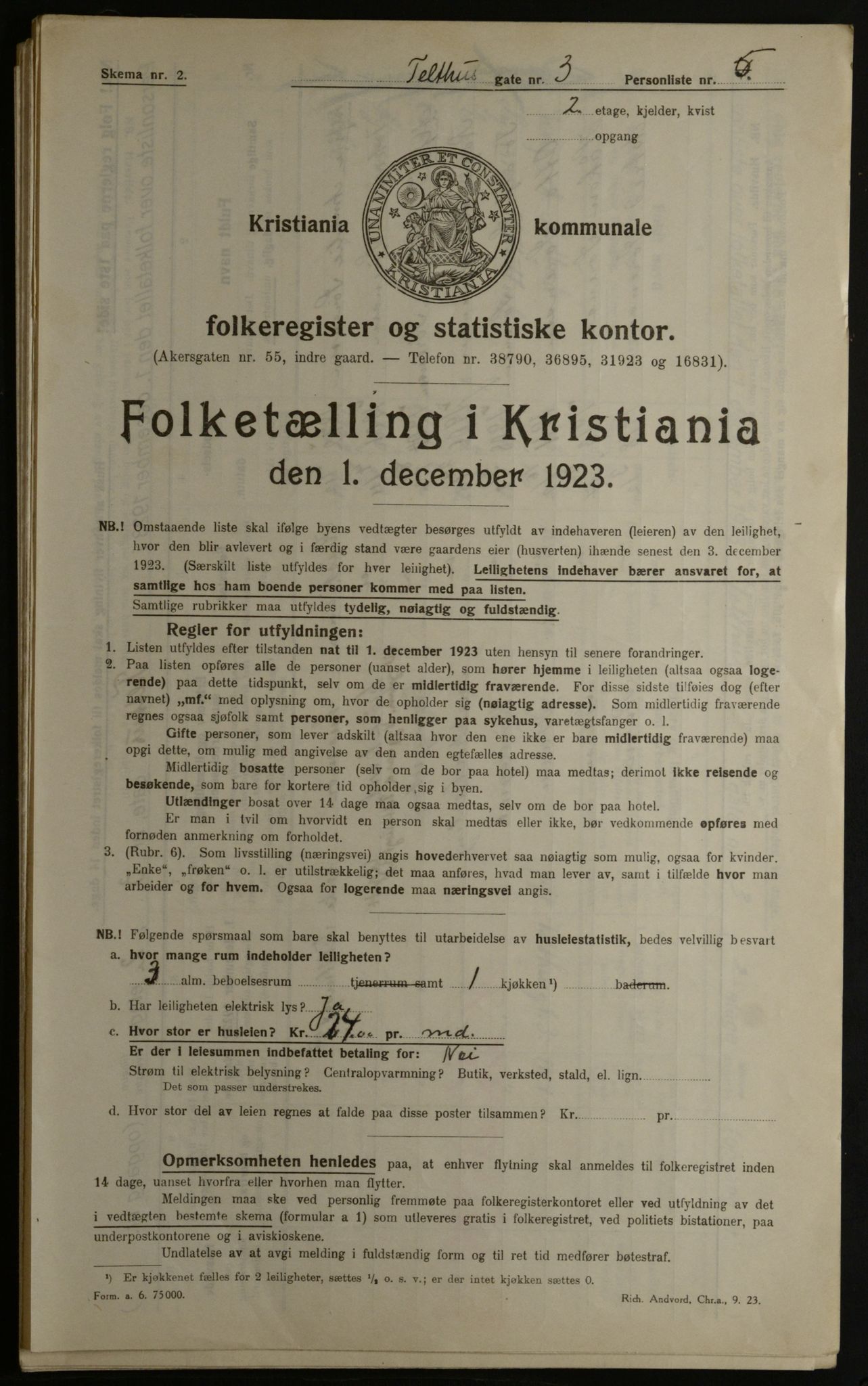 OBA, Municipal Census 1923 for Kristiania, 1923, p. 118815