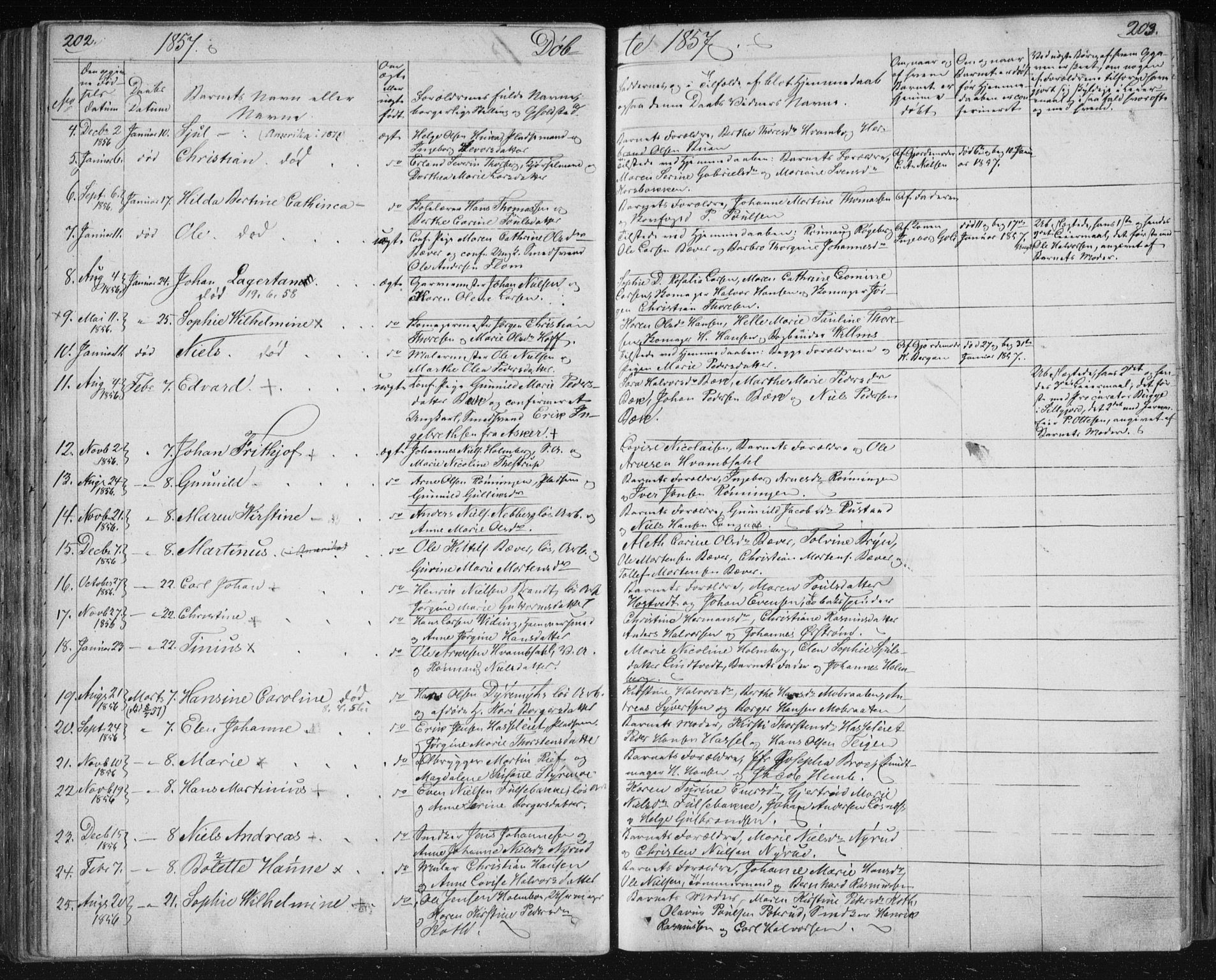 Kongsberg kirkebøker, AV/SAKO-A-22/F/Fa/L0009: Parish register (official) no. I 9, 1839-1858, p. 202-203