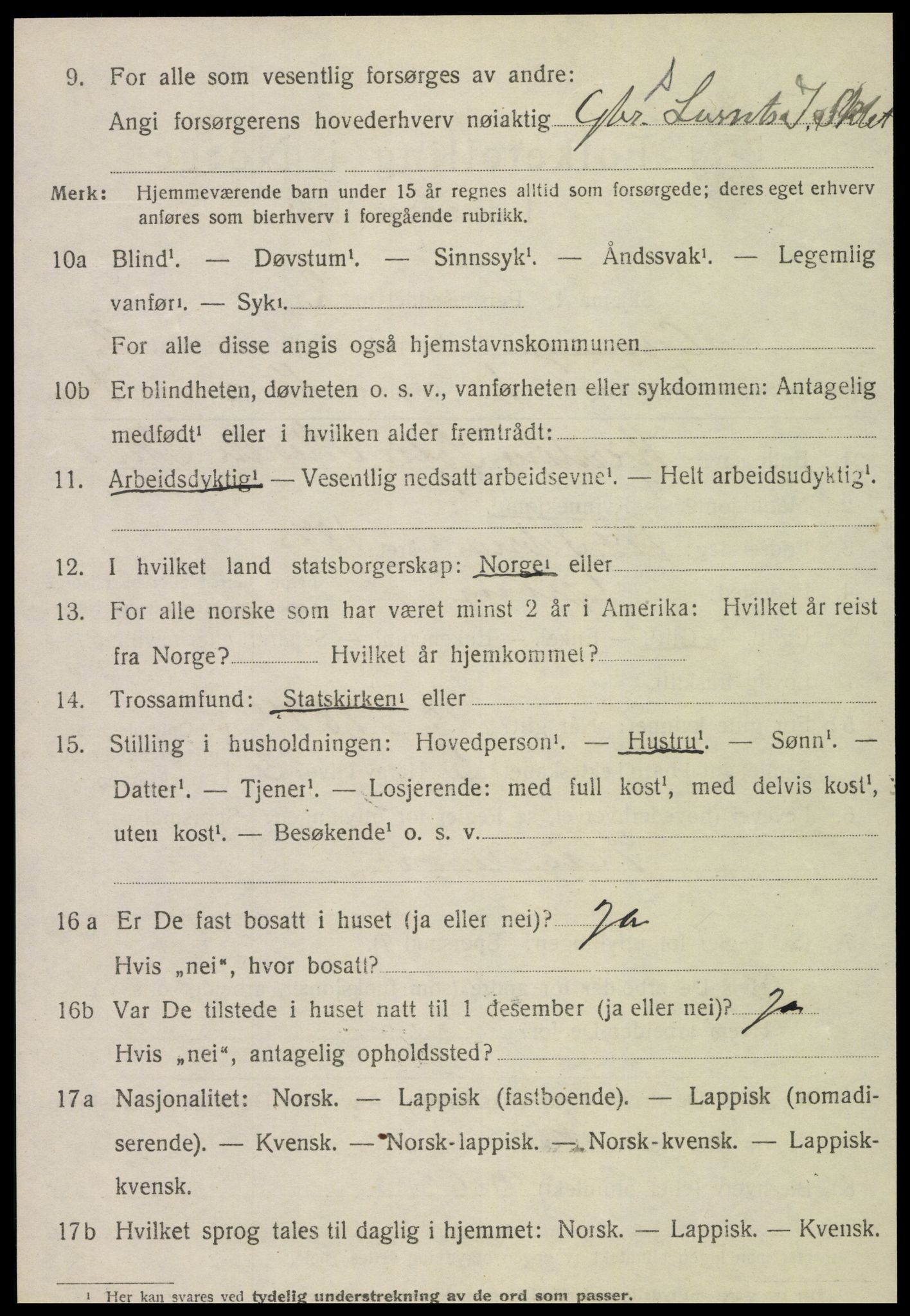 SAT, 1920 census for Grong, 1920, p. 1552