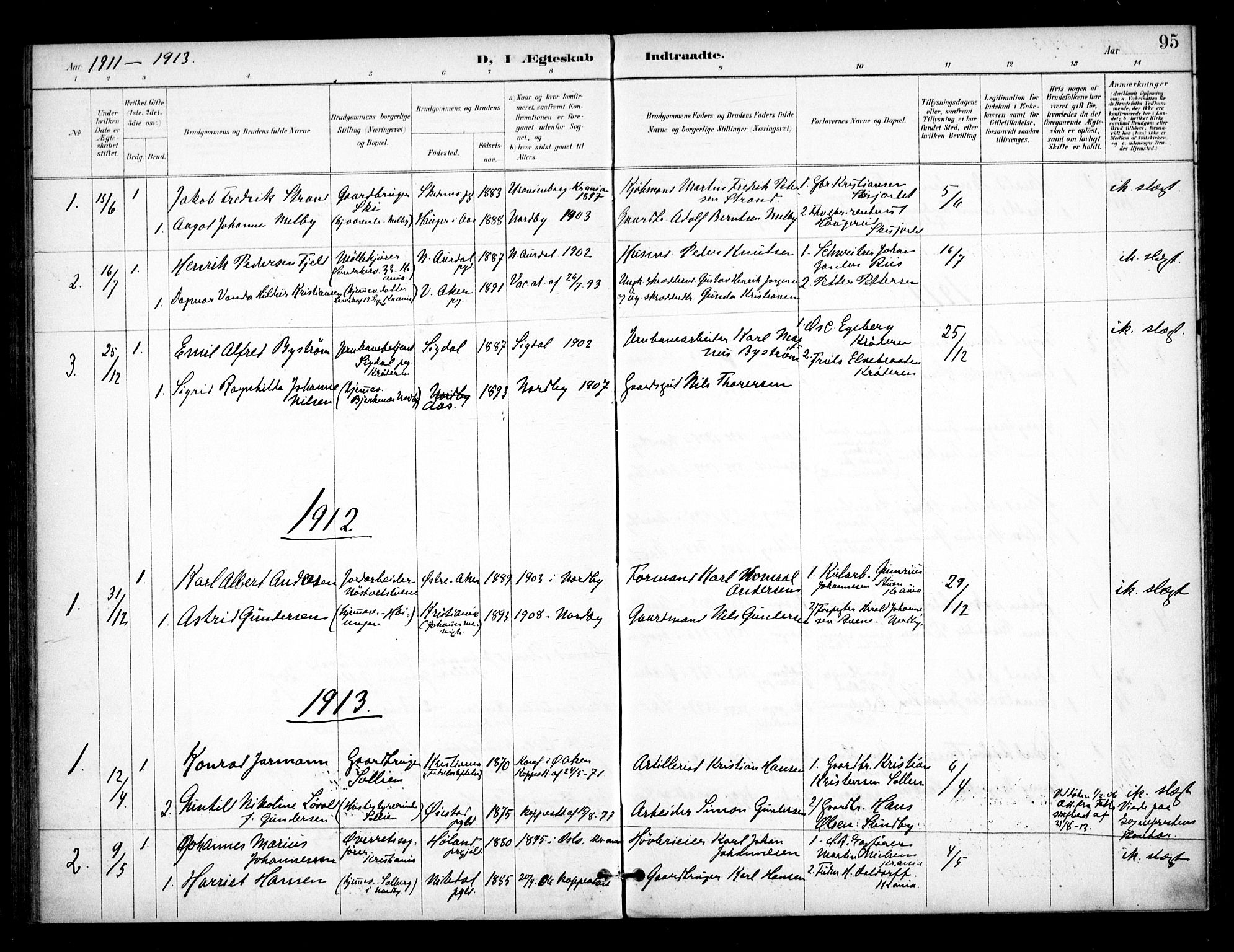 Ås prestekontor Kirkebøker, SAO/A-10894/F/Fb/L0002: Parish register (official) no. II 2, 1895-1916, p. 95