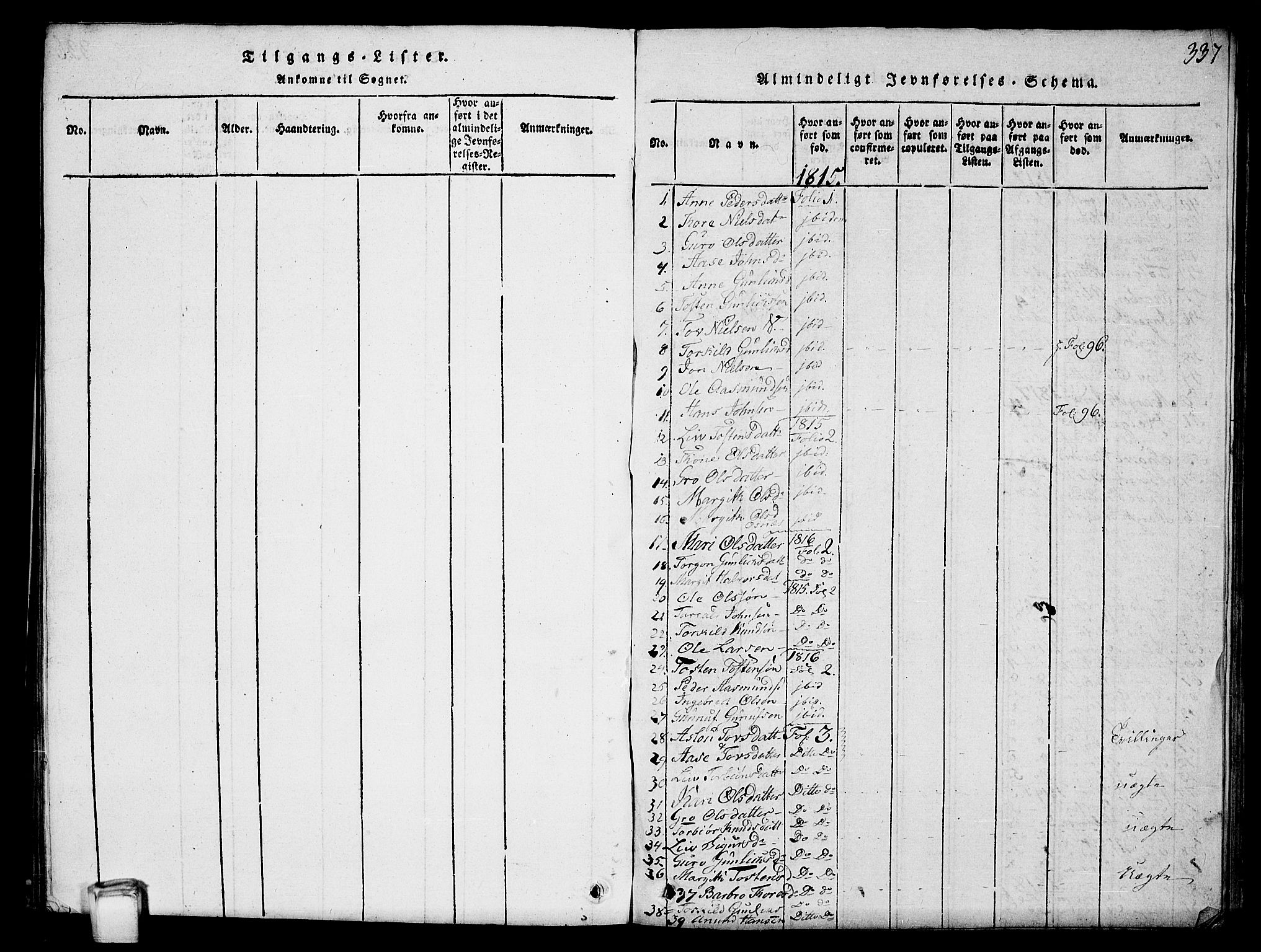 Hjartdal kirkebøker, SAKO/A-270/G/Gc/L0001: Parish register (copy) no. III 1, 1815-1842, p. 337