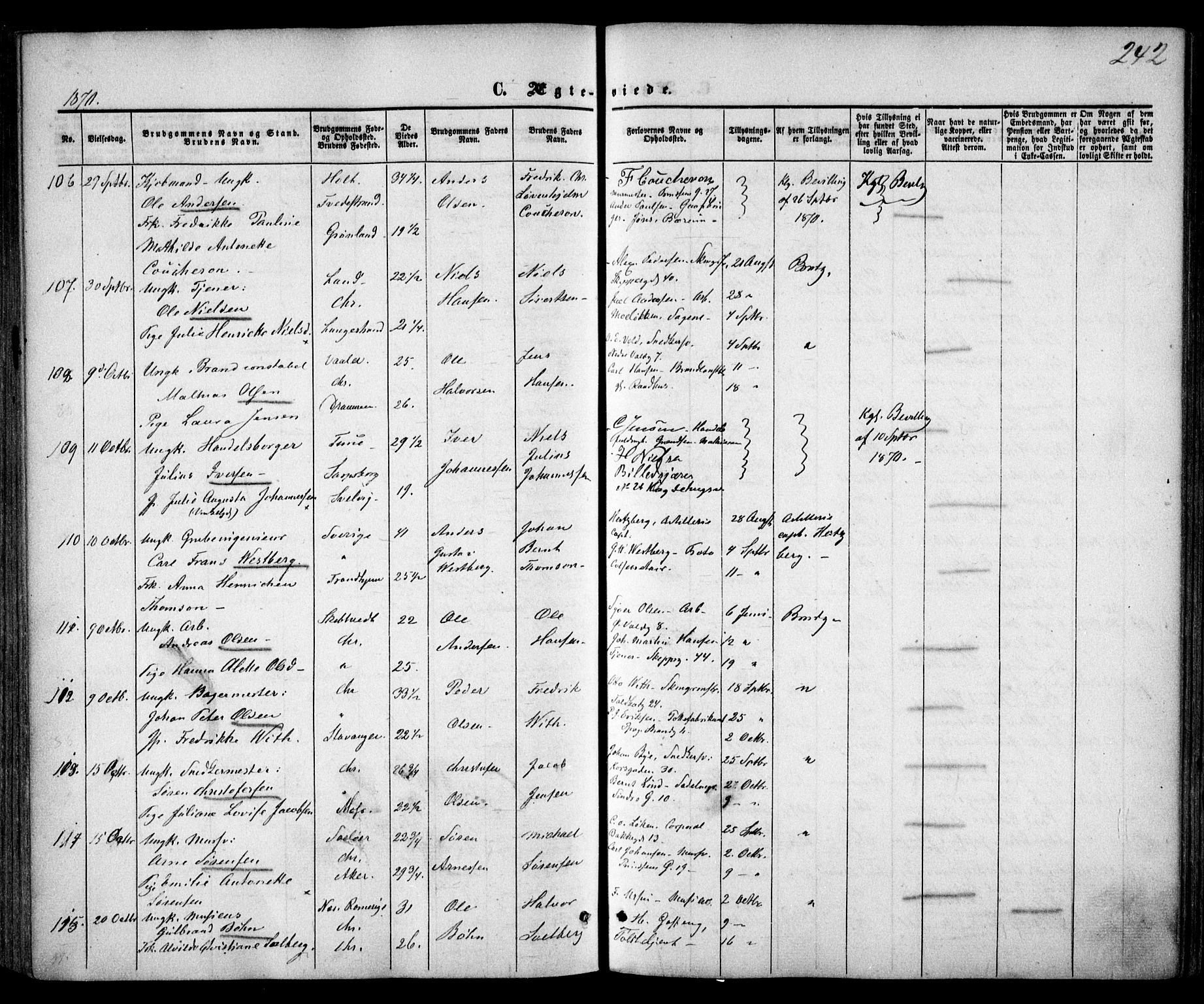 Trefoldighet prestekontor Kirkebøker, SAO/A-10882/F/Fc/L0001: Parish register (official) no. III 1, 1858-1874, p. 242