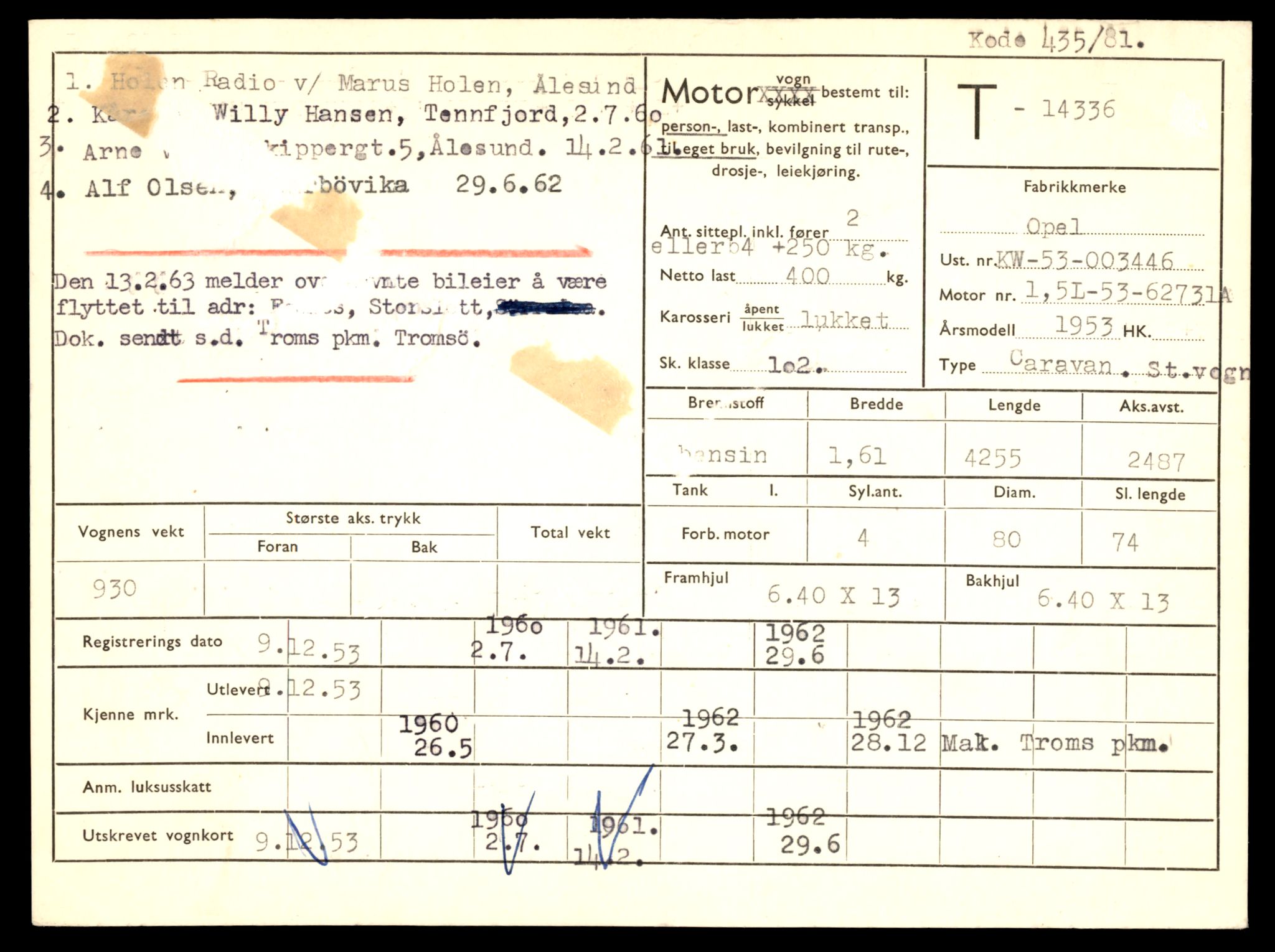 Møre og Romsdal vegkontor - Ålesund trafikkstasjon, AV/SAT-A-4099/F/Fe/L0045: Registreringskort for kjøretøy T 14320 - T 14444, 1927-1998, p. 441