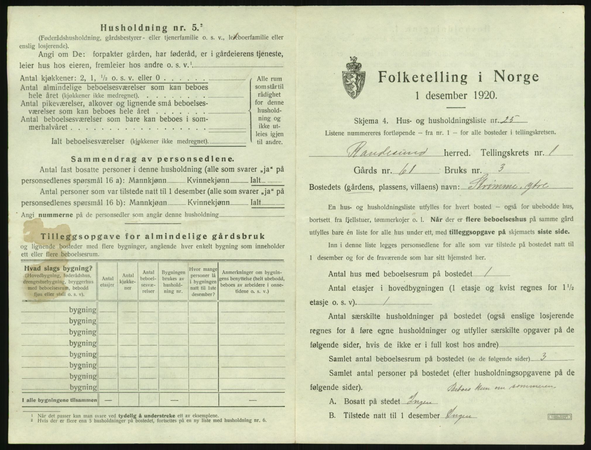 SAK, 1920 census for Randesund, 1920, p. 80