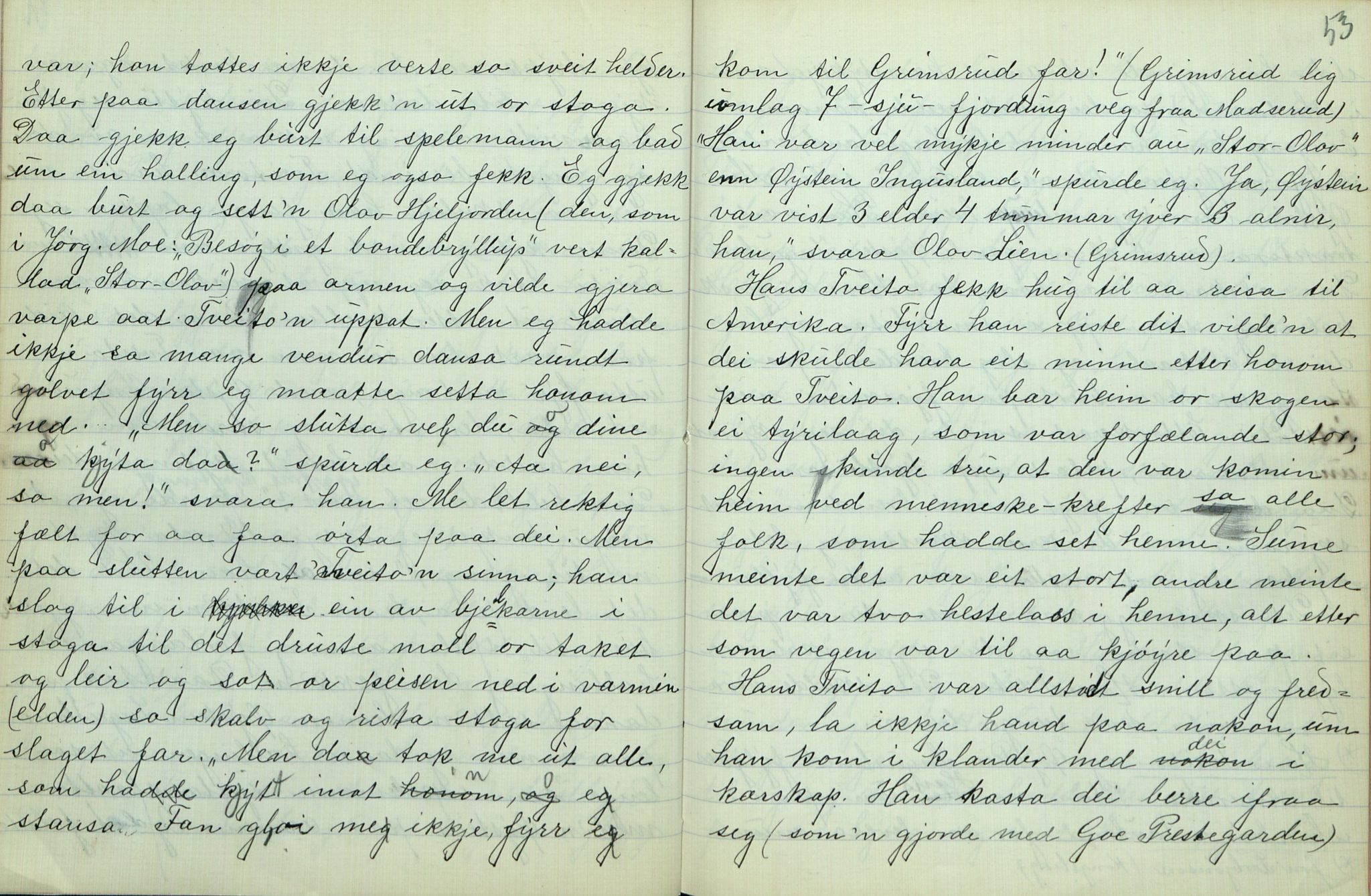 Rikard Berge, TEMU/TGM-A-1003/F/L0007/0004: 251-299 / 254 Gamalt fraa Tinn I, 1912-1913, p. 52-53