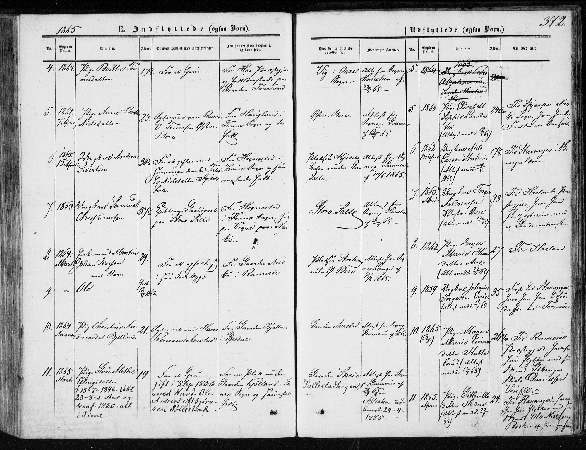 Klepp sokneprestkontor, AV/SAST-A-101803/001/3/30BA/L0005: Parish register (official) no. A 5, 1853-1870, p. 372