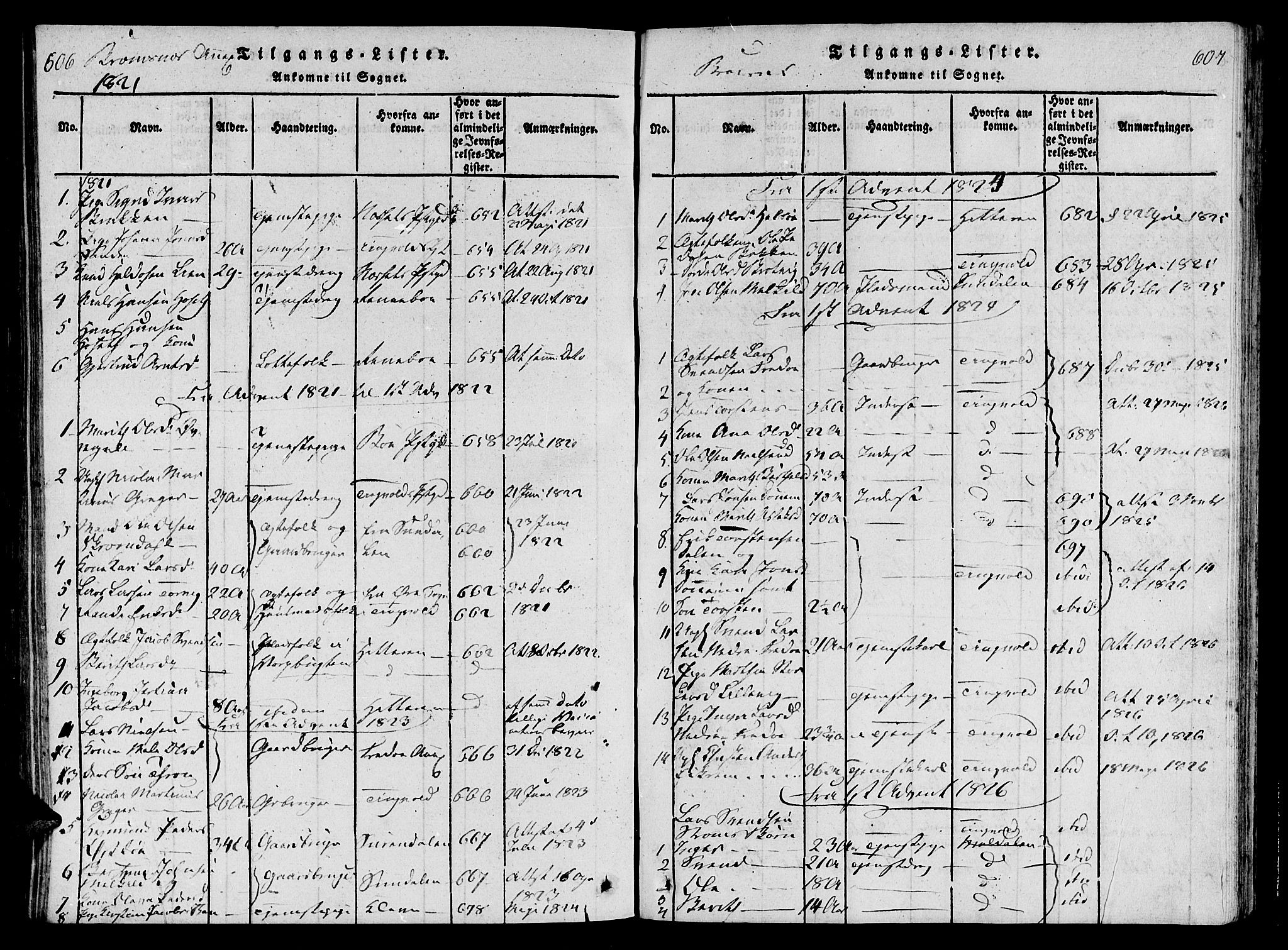 Ministerialprotokoller, klokkerbøker og fødselsregistre - Møre og Romsdal, SAT/A-1454/568/L0800: Parish register (official) no. 568A09 /2, 1820-1830, p. 606-607