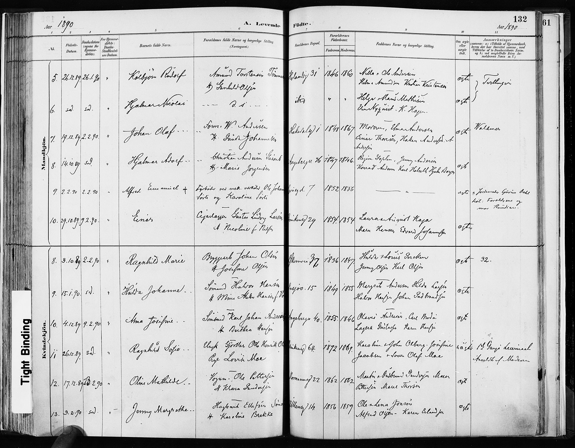 Kampen prestekontor Kirkebøker, AV/SAO-A-10853/F/Fa/L0003: Parish register (official) no. I 3, 1886-1892, p. 132