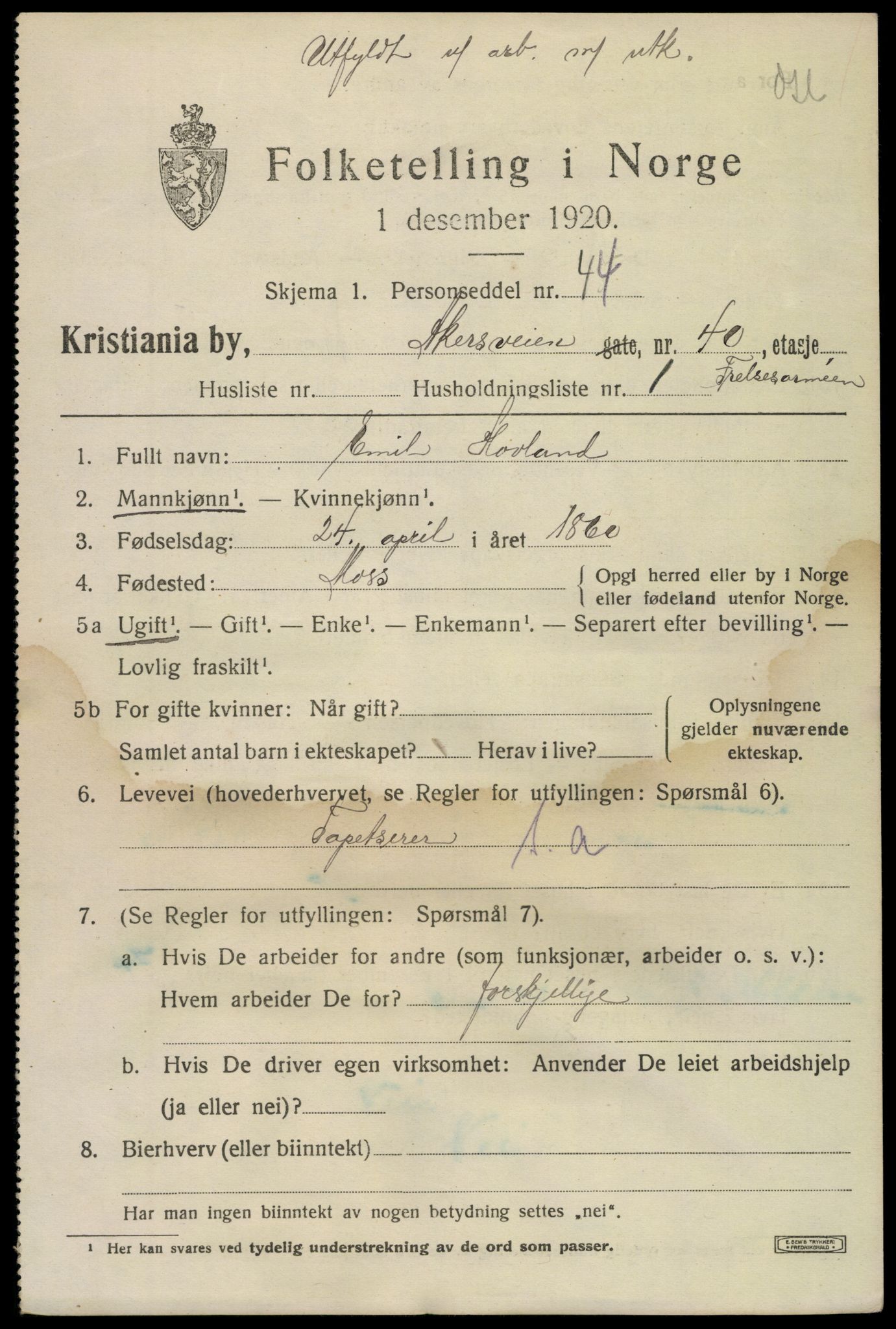 SAO, 1920 census for Kristiania, 1920, p. 140969