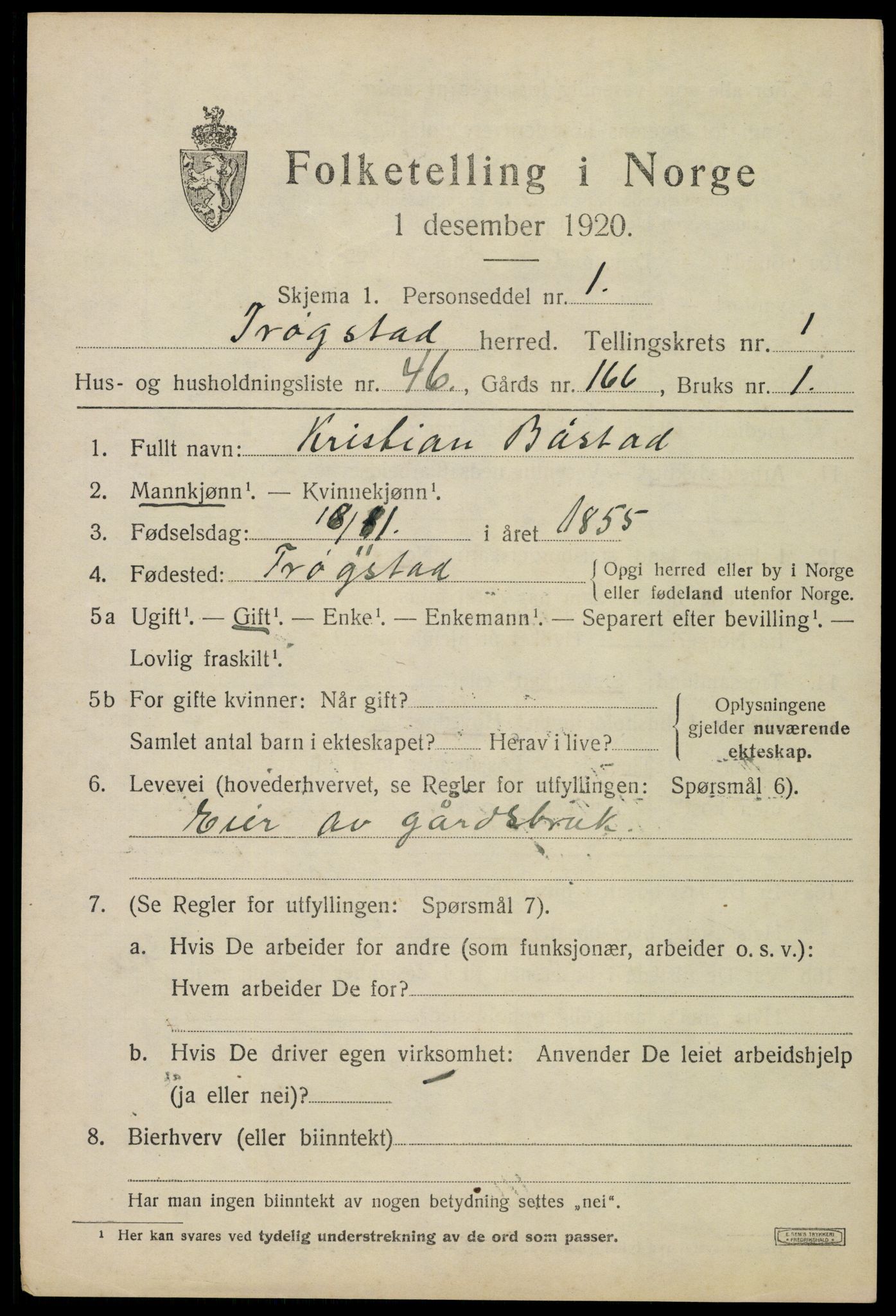 SAO, 1920 census for Trøgstad, 1920, p. 7088