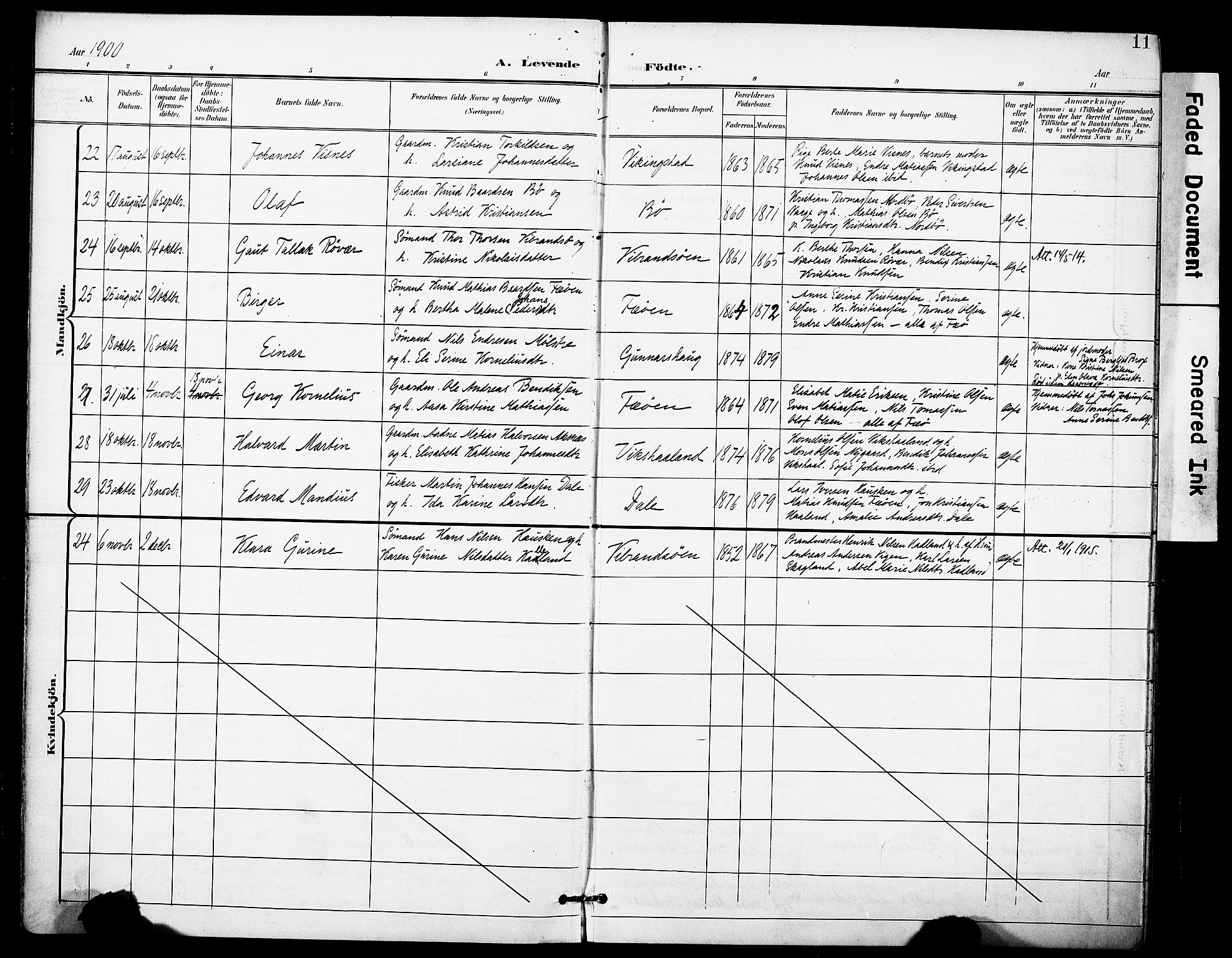 Torvastad sokneprestkontor, AV/SAST-A -101857/H/Ha/Haa/L0017: Parish register (official) no. A 16, 1899-1911, p. 11