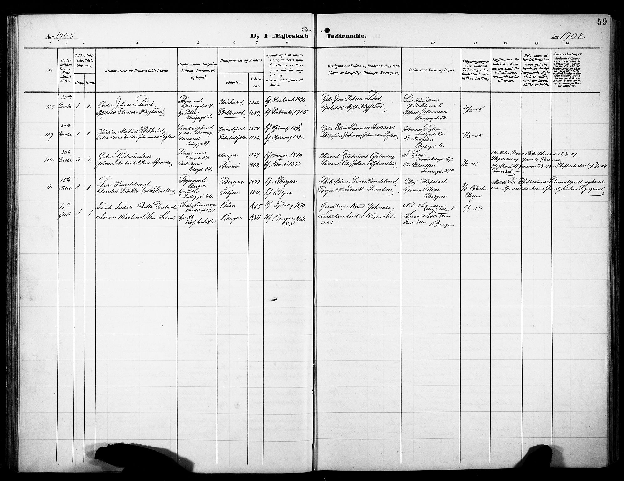 Sandviken Sokneprestembete, AV/SAB-A-77601/H/Hb/L0014: Parish register (copy) no. D 1, 1902-1929, p. 59