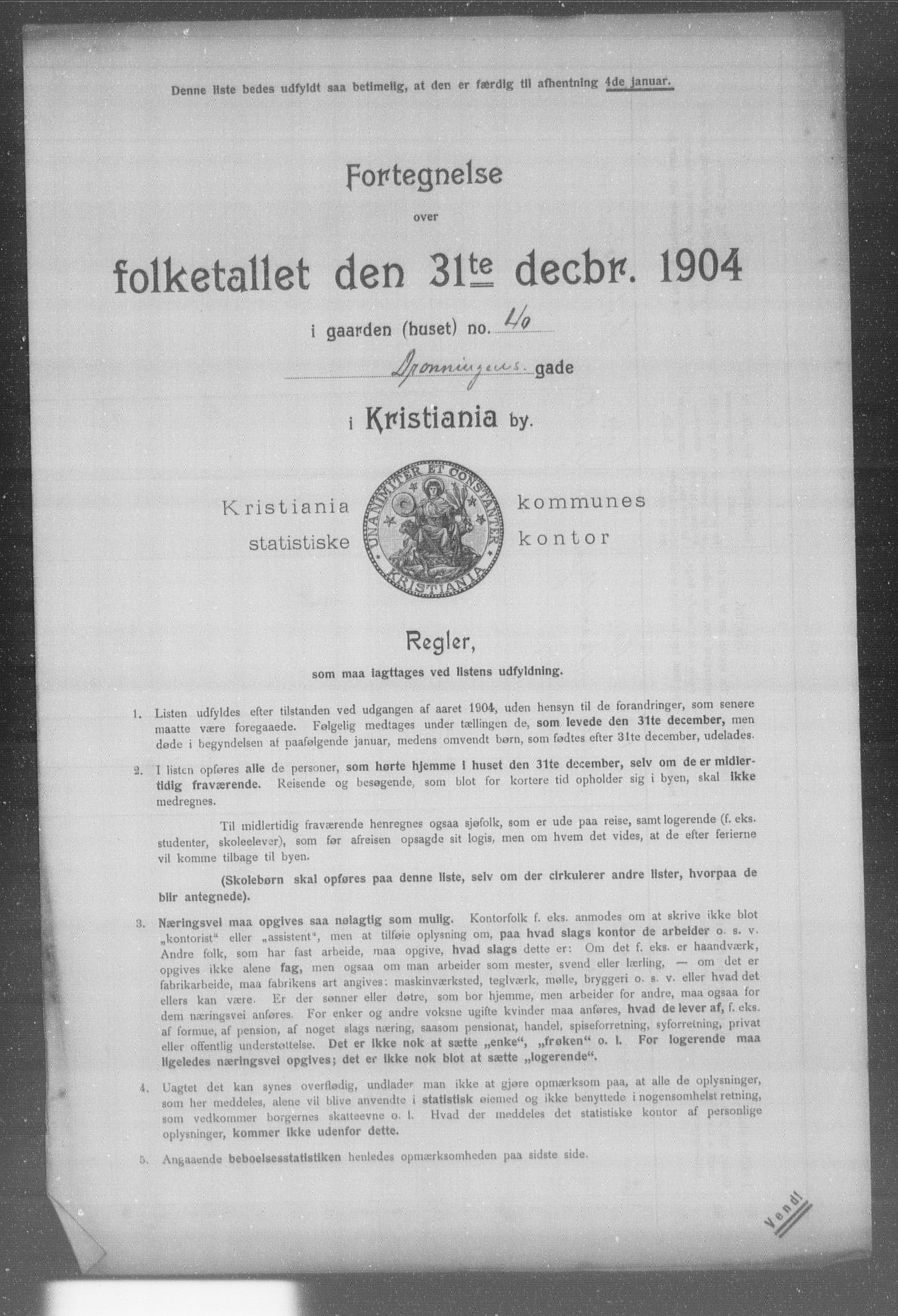 OBA, Municipal Census 1904 for Kristiania, 1904, p. 3554